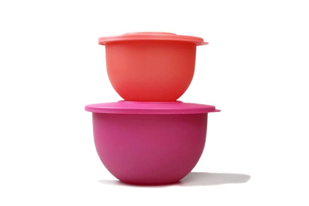 Tupperware Servierschüssel Junge Welle 2,5 L pink + 1,3L orange + SPÜLTUCH