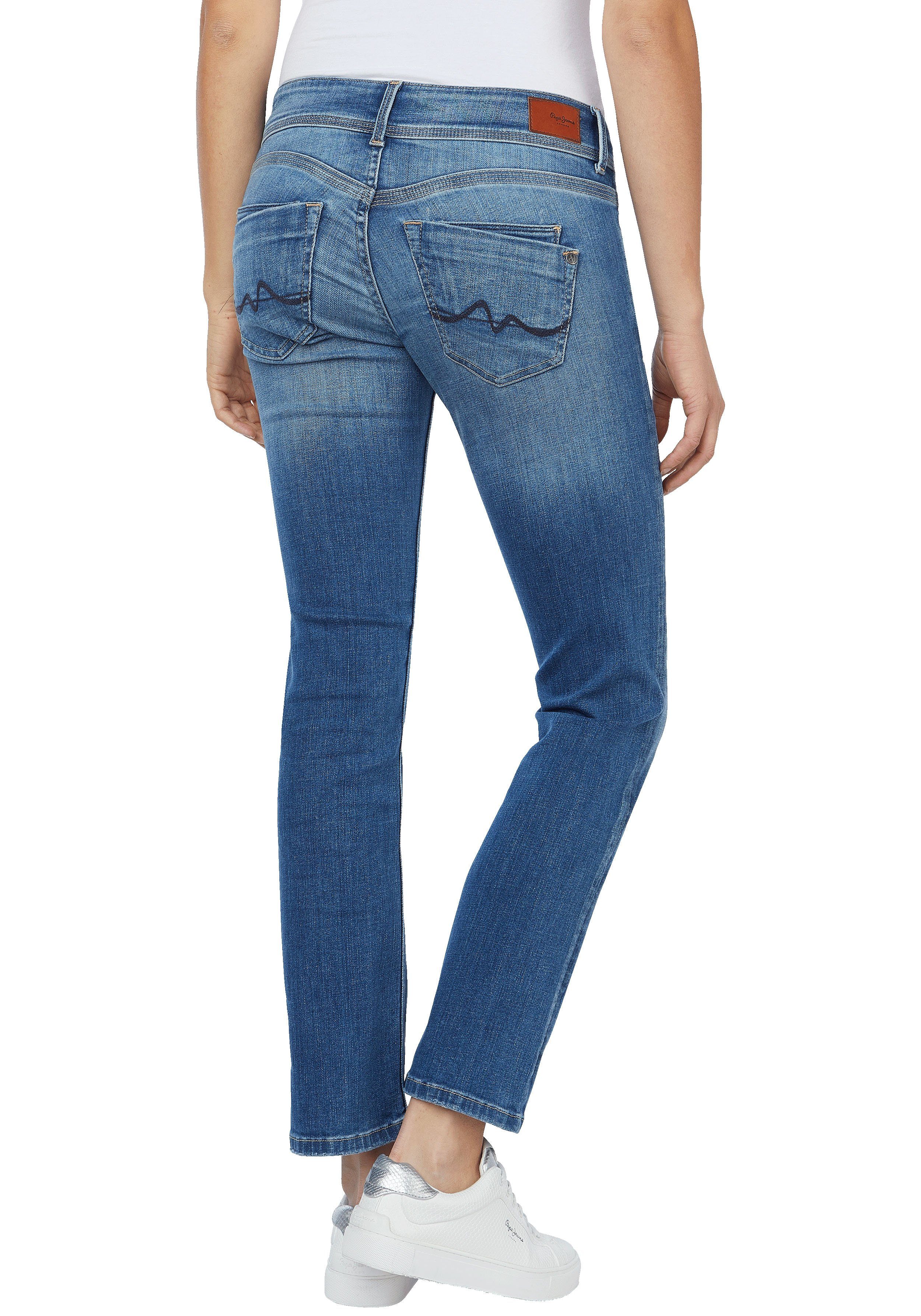 Damen Jeans Pepe Jeans Slim-fit-Jeans SATURN im basic Straight-Fit in Mid-Waist und 5-Pocket-Stil