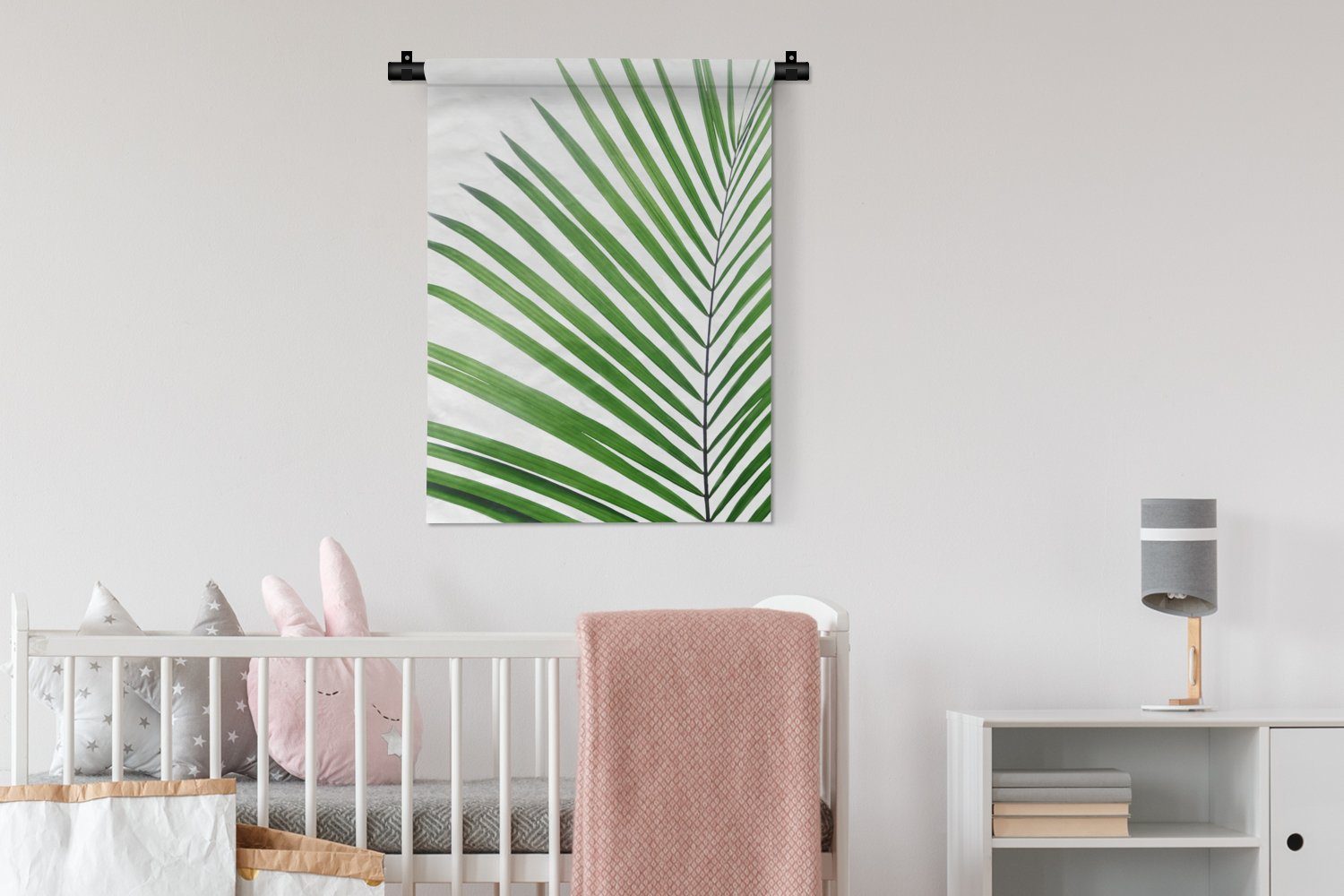 Pflanze Wanddekoobjekt - - Tapisserie, der für Wand, Grün Wohnzimmer, an Deko Schlafzimmer - Weiß, Natur MuchoWow