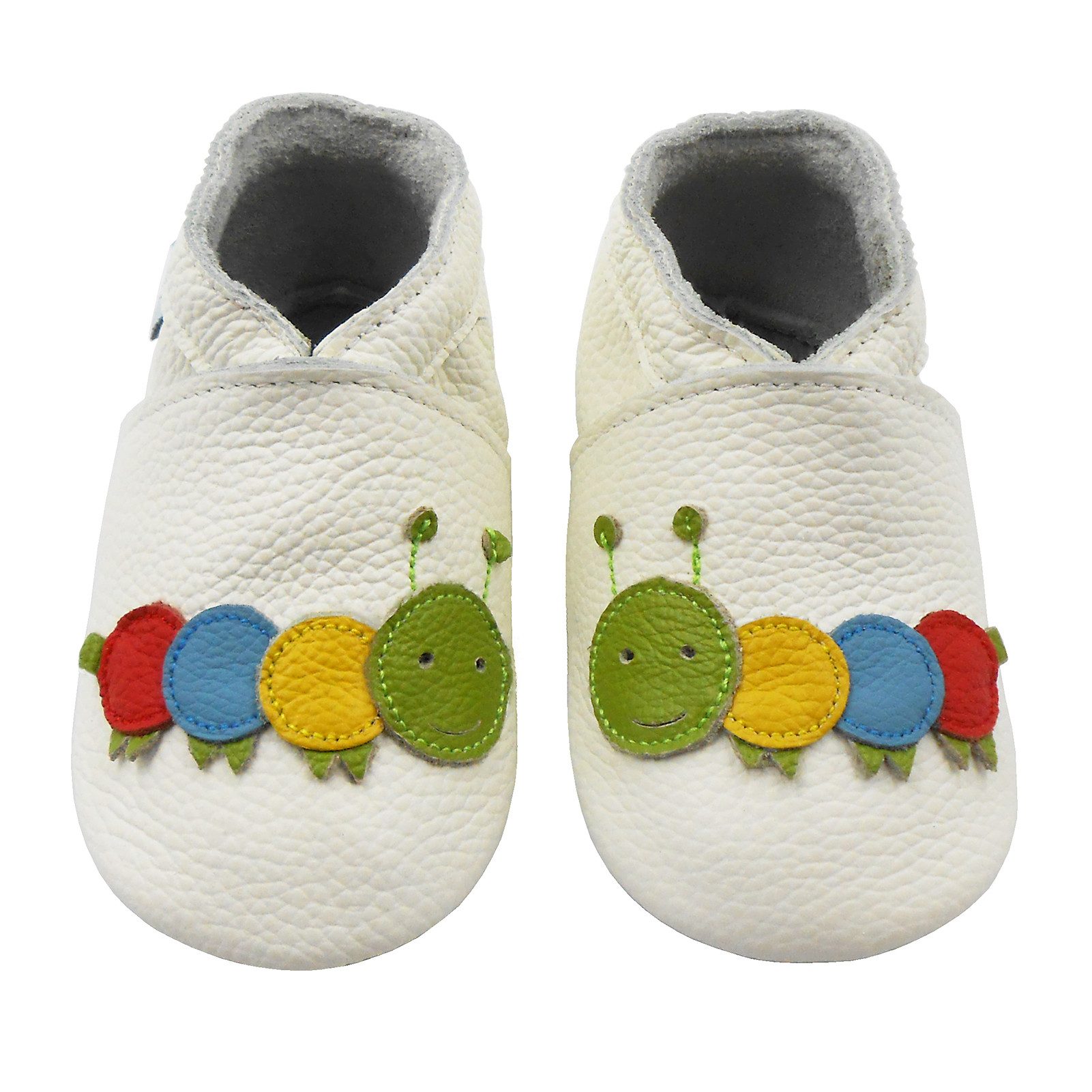 Basrakids Weiche Leder Lauflernschuhe Hausschuhe Lederpuschen Raupe weiß Lauflernschuh (Sowohl drinnen als auch draußen erhältlich) Handgenäht, weiche, leichte, flexible, rutschfest