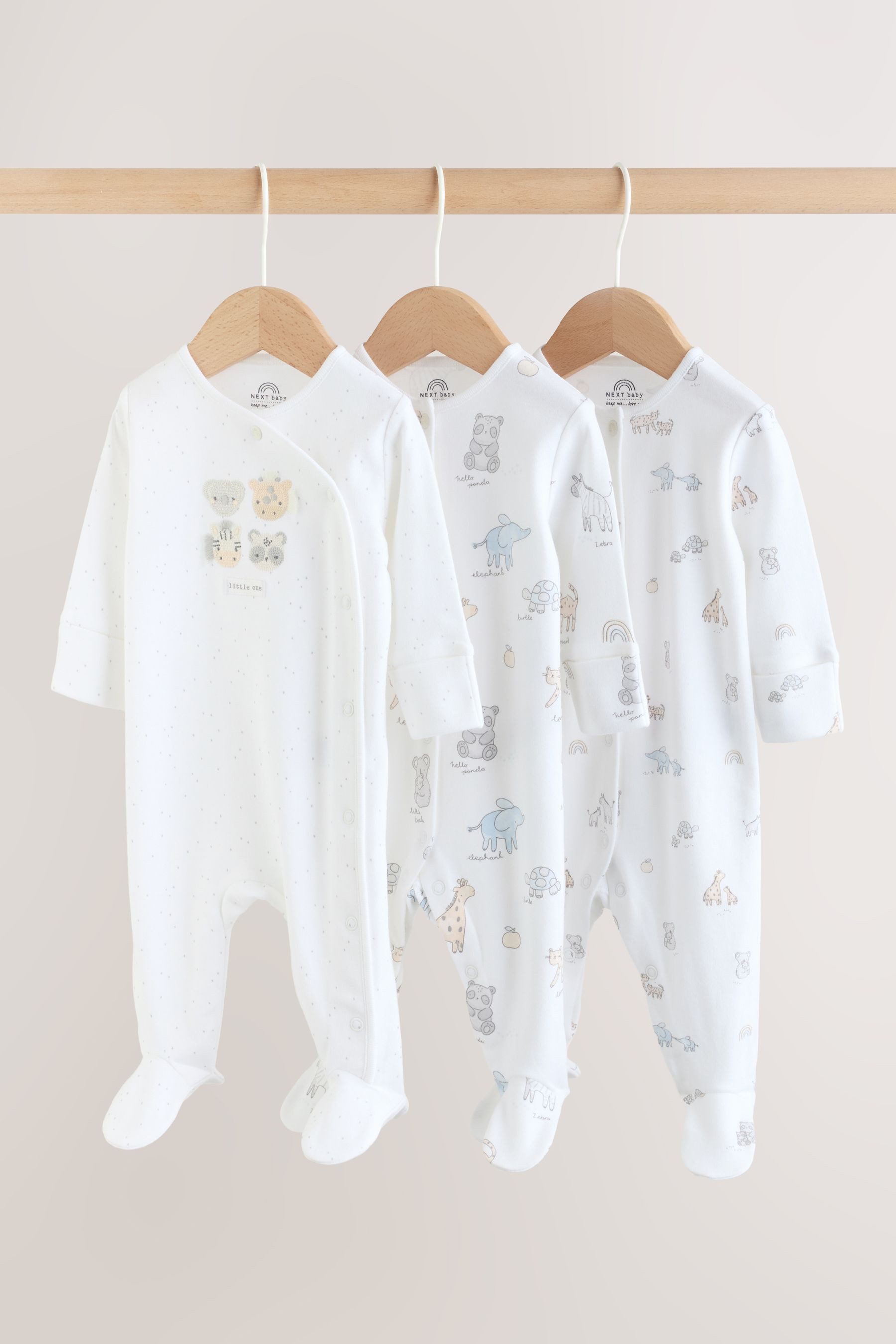 Next Schlafoverall Gerippte Babyschlafanzüge, 3er-Pack (3-tlg)