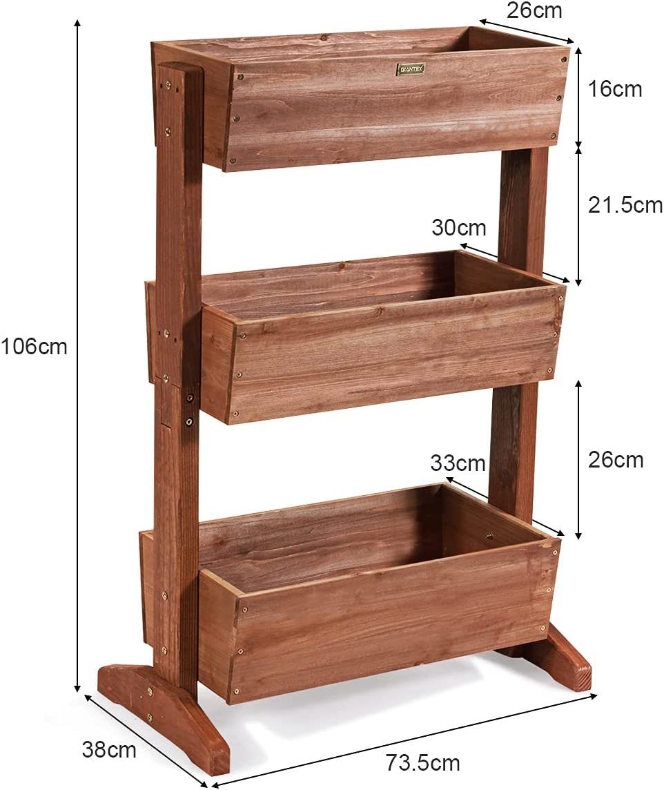 KOMFOTTEU Hochbeet 3 Etagen Blumenbeet, aus Tannenholz