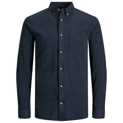 Jack & Jones PlusSize Langarmhemd Große Größen Langarmhemd Piqué navy melange Jack & Jones