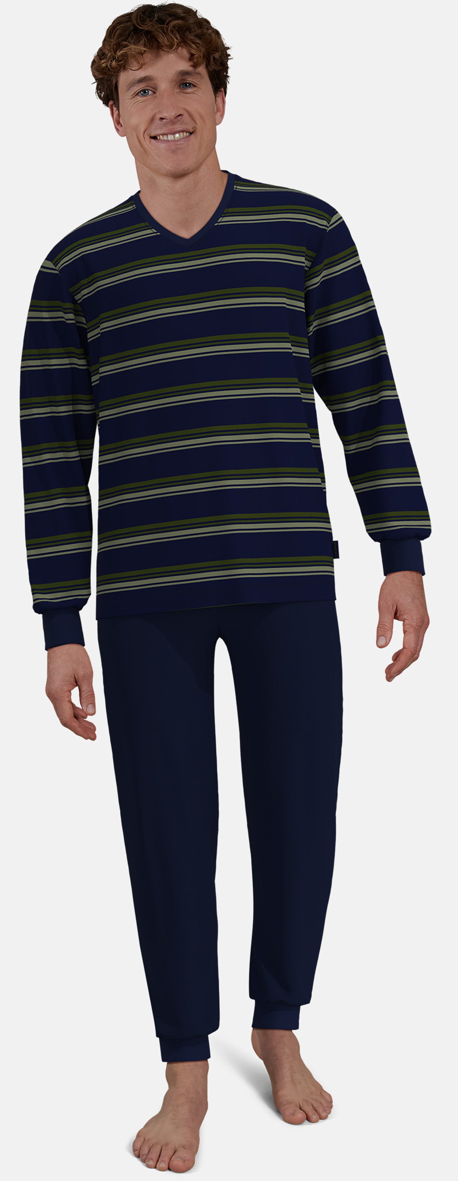 CECEBA Schlafanzug Herren Pyjama mit Bündchen (2 tlg) Modisches Design