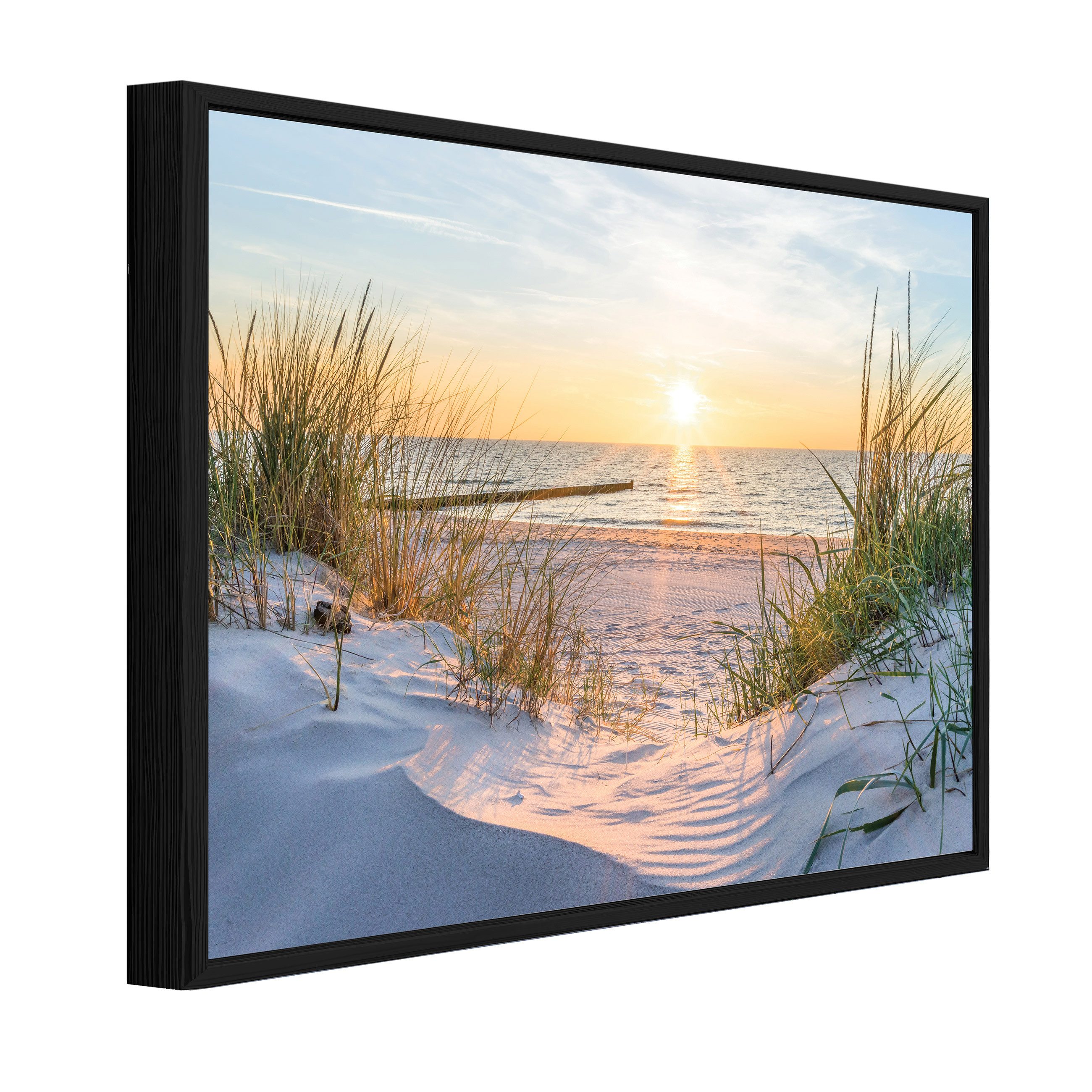 Wallarena Leinwandbild Strand Meer Natur Ostsee Landschaft Modern XXL Leinwandbilder Изображения, Strand und Meer (Bilder Gross XXL Einteilig, 1 St), Leinwandbild mit Rahmen Wohnzimmer Badezimmer Küche Modern 60x40