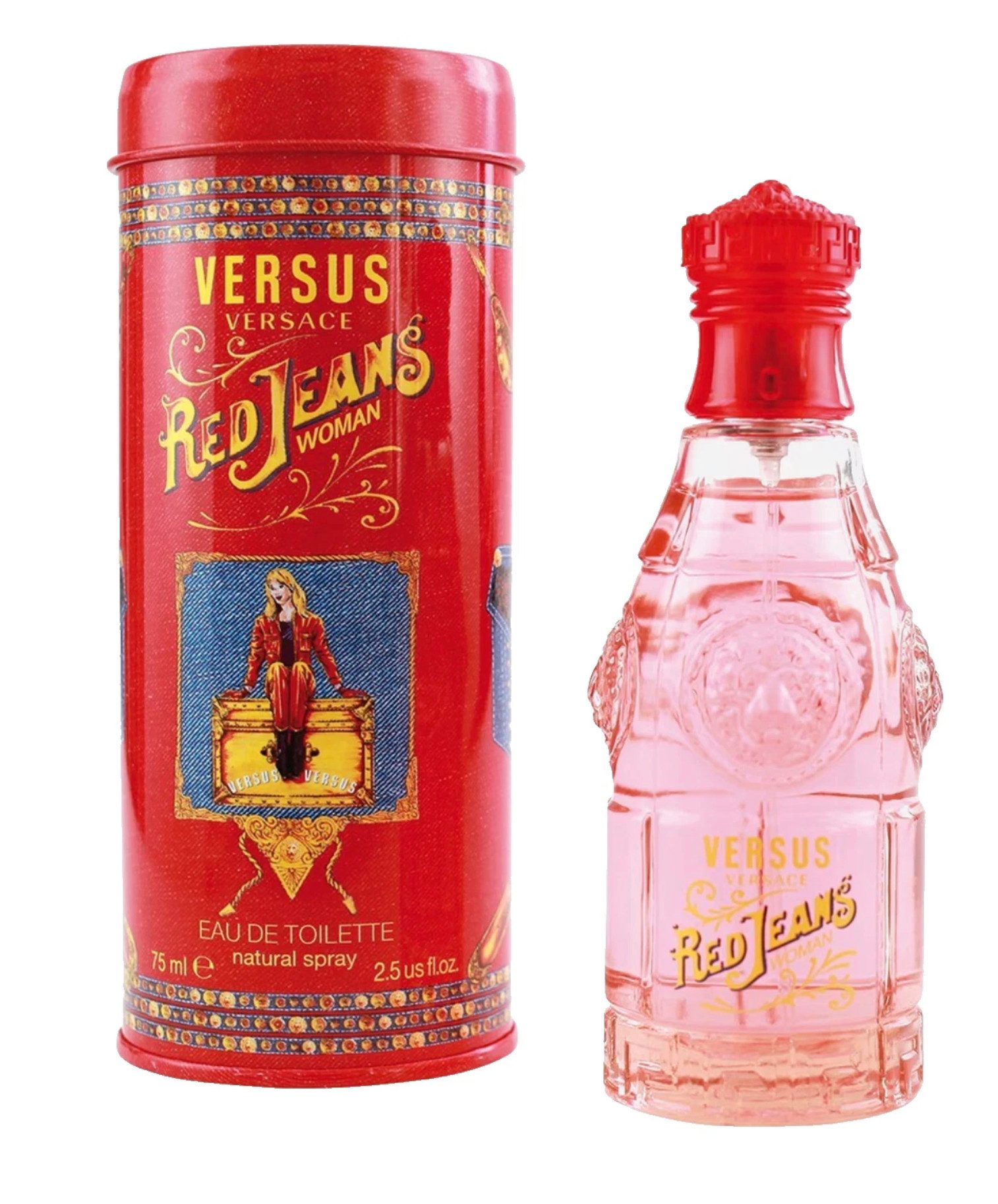Versus Versace Eau de Toilette Red Jeans Parfum Spray Edt Versiegelt 75 ML, Frische Kopfnote mit fruchtigen und floralen Akzenten