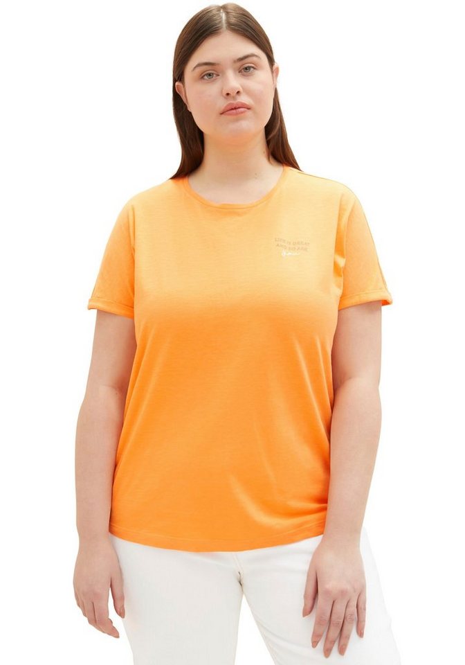 TOM TAILOR PLUS T-Shirt mit Rundhalsausschnitt - NEUE KOLLEKTION, Ideal als  Loungewear für Zuhause oder in der Freizeit