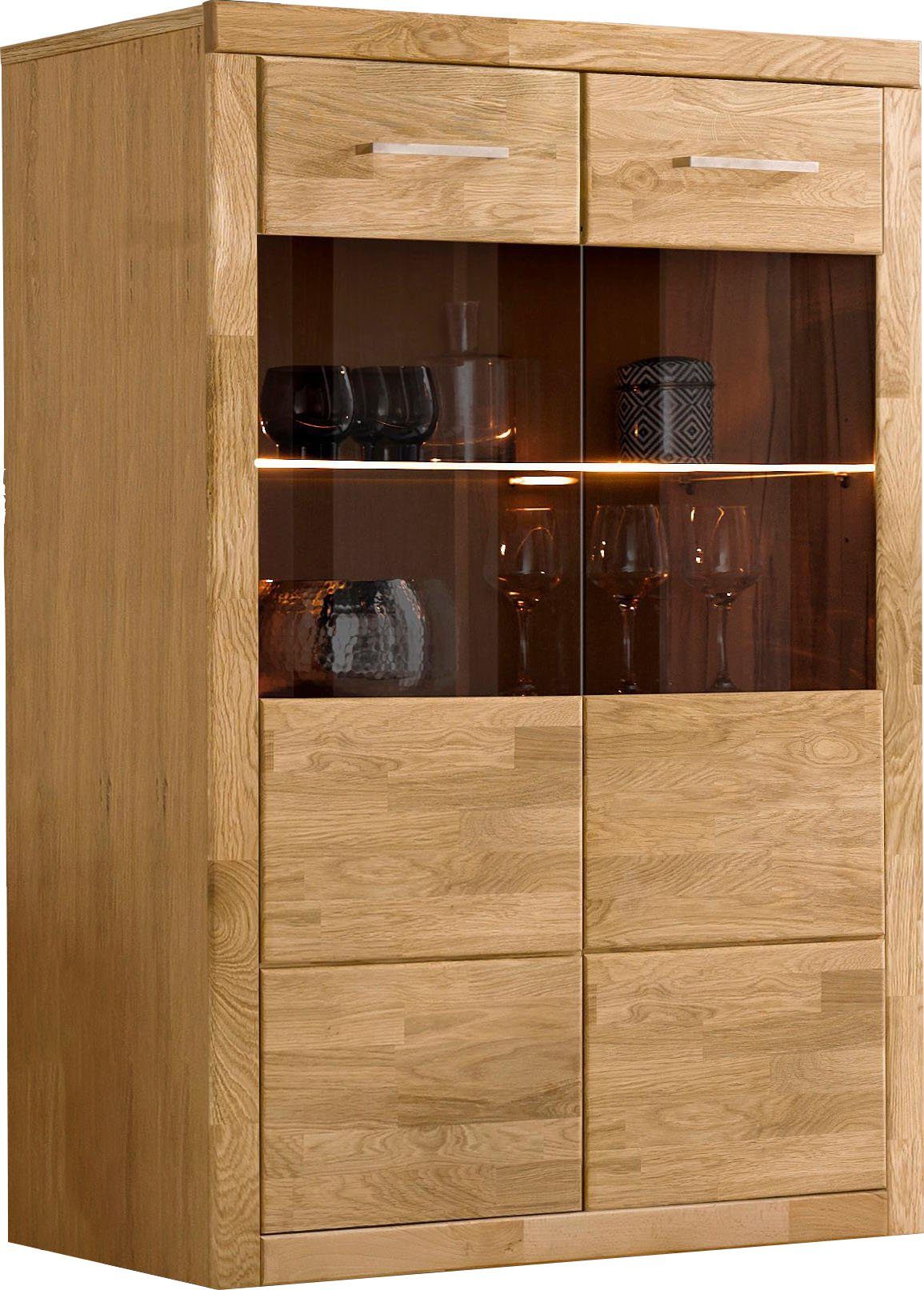Home affaire Stauraumvitrine "Ribe,90cm breit,125cm hoch, Fronten Massivhol günstig online kaufen
