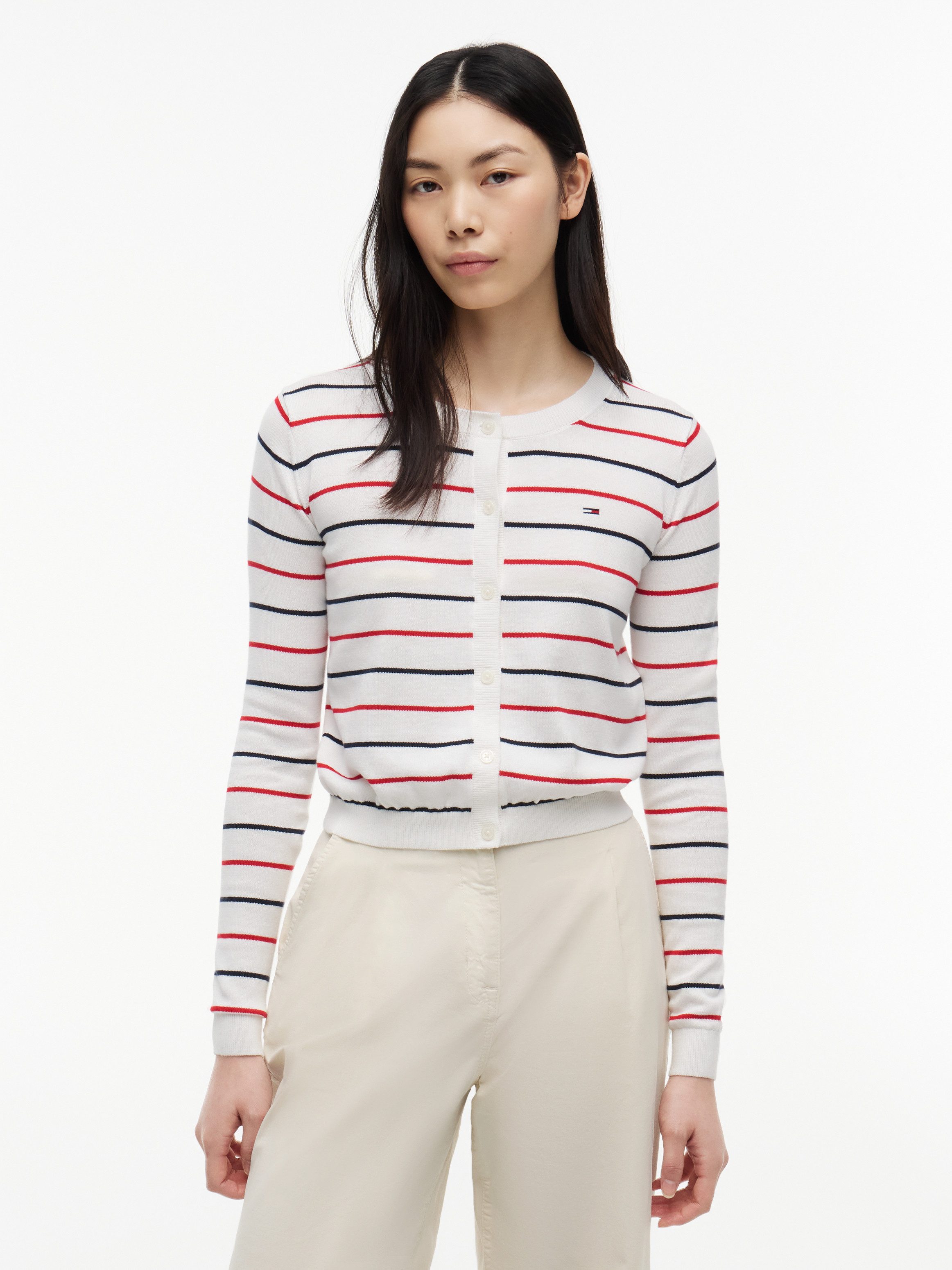 Tommy Jeans Strickjacke TJW ESSENTIAL CREW NECK CARDIGAN Baumwolle