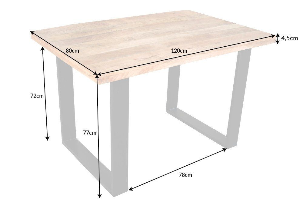 riess-ambiente Esstisch IRON CRAFT 120cm natur/schwarz - Mango-Massivholz, Kufen aus Eisen (Einzelartikel, 1-St), Industrial Design & bis zu 6 Personen – ideal  – Bild 3 von 5