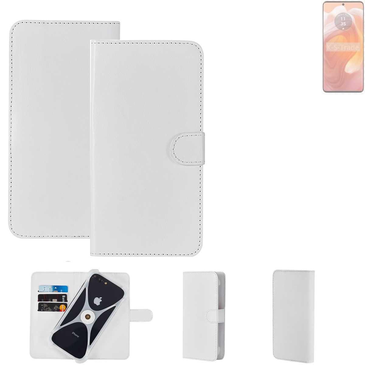 K-S-Trade Handyhülle für Motorola Edge 50 Ultra, Handy Hülle Schutz Hülle Cover Case Bookstyle Bumper weiß 1x