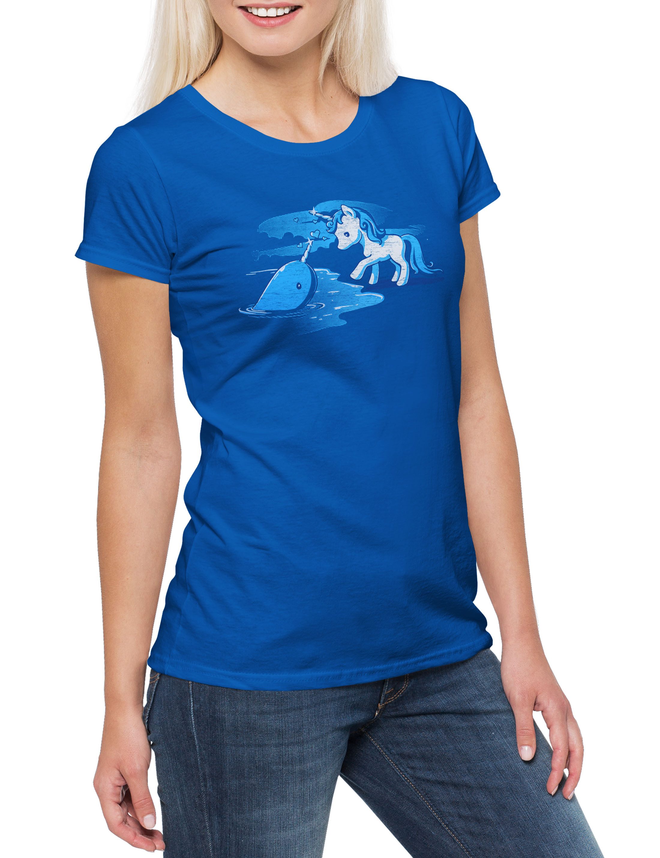Print-Shirt Unicorn Unihorn Damen T-Shirt Einhorn Regenbogen Horn Rainbow Fun
