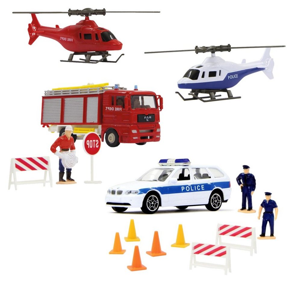 Jamara Spielzeug-Feuerwehr Polizeiauto / Feuerwehrauto & Helikopter Jamara Spielzeug-Feuerwehr Polizeiauto / Feuerwehrauto & Helikopter