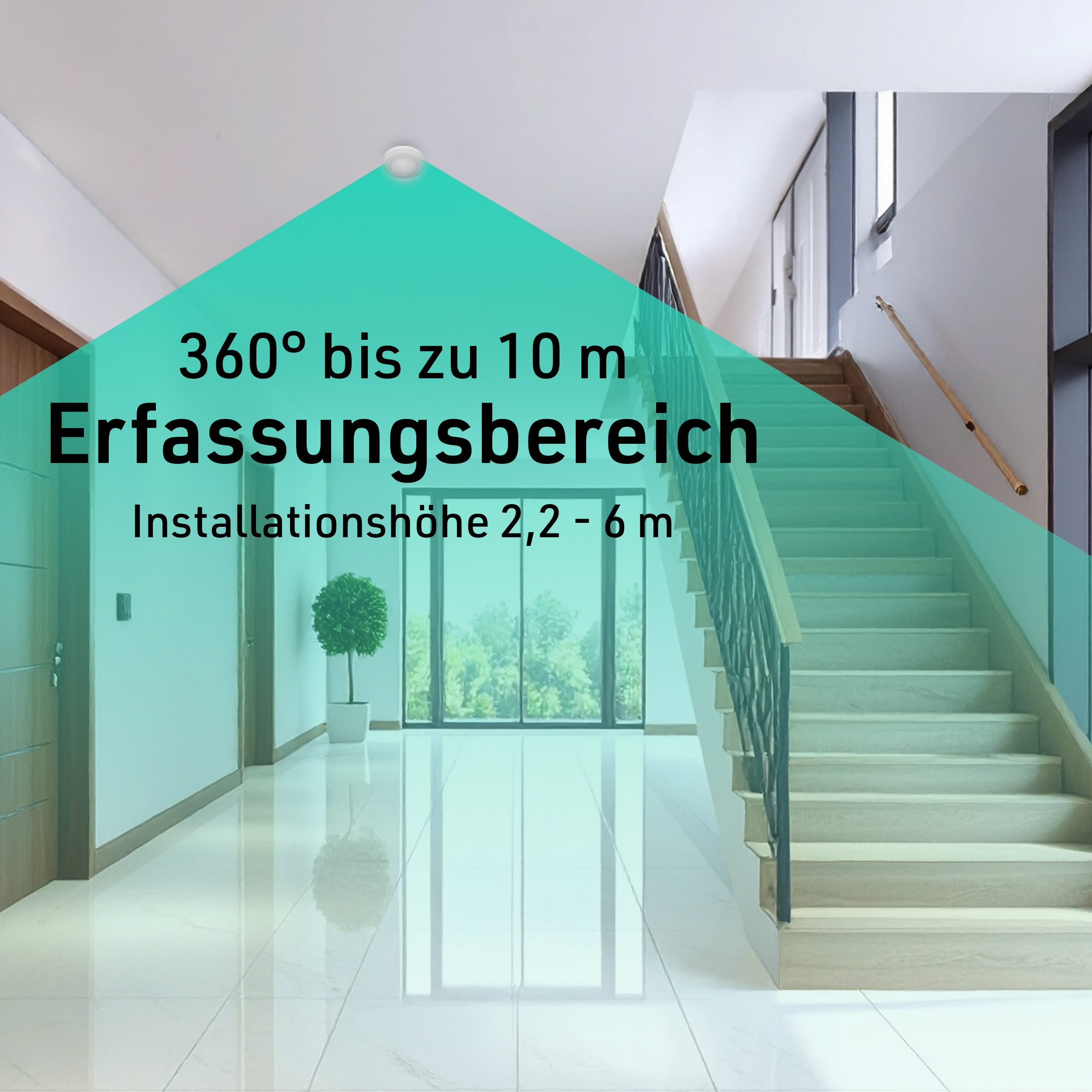 Oktaplex motion Bewegungsmelder Jim Bewegungsmelder Decke PIR Sensor 360 Grad 10 m Aufputz, (2-St), Innen Bewegungsmelder LED geeignet weiß – Bild 3 von 5