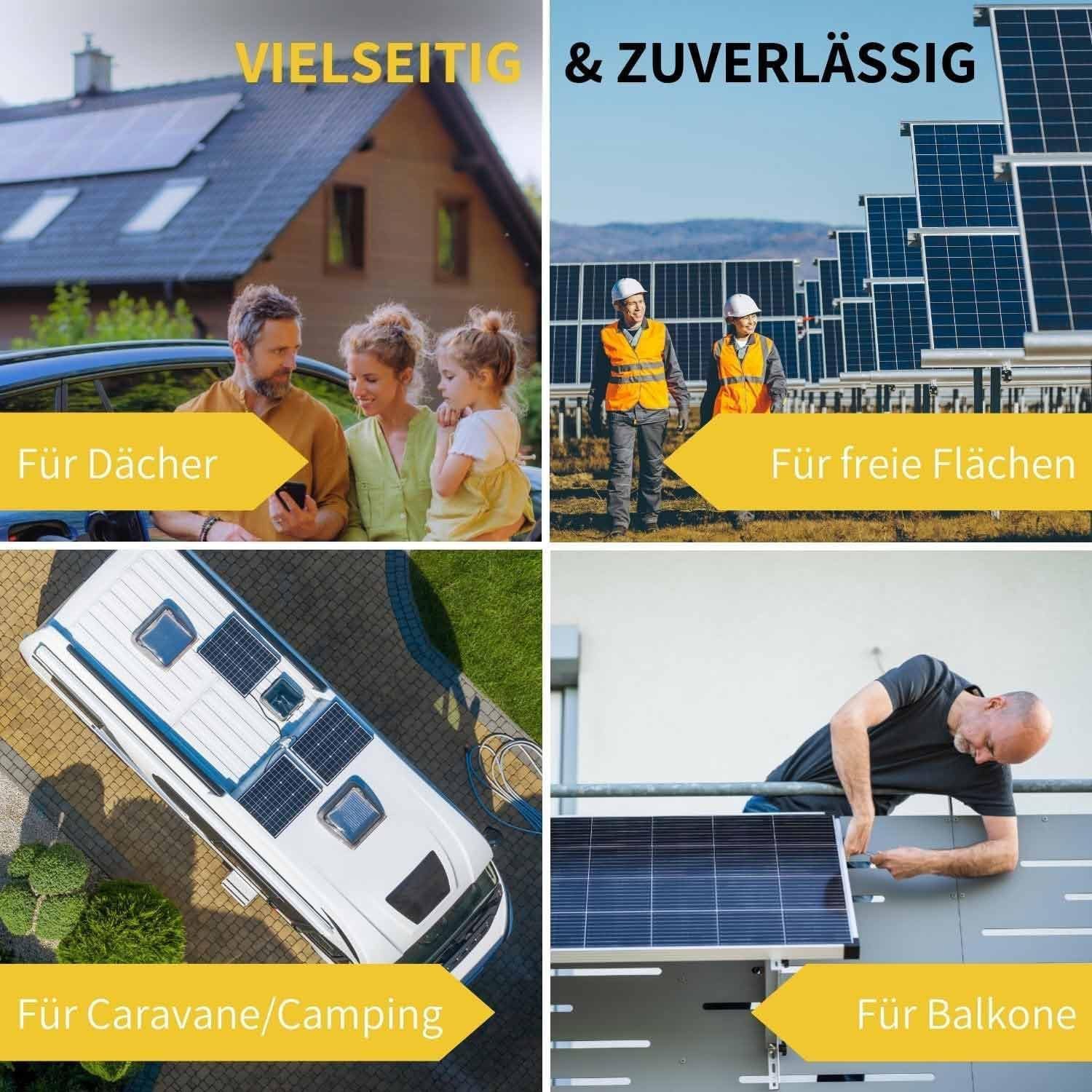 avoltik Solarmodul-Halterung Set Blechdach Befestigung Stockschraube Schiene für 1-4 Solarmodule, (Set)