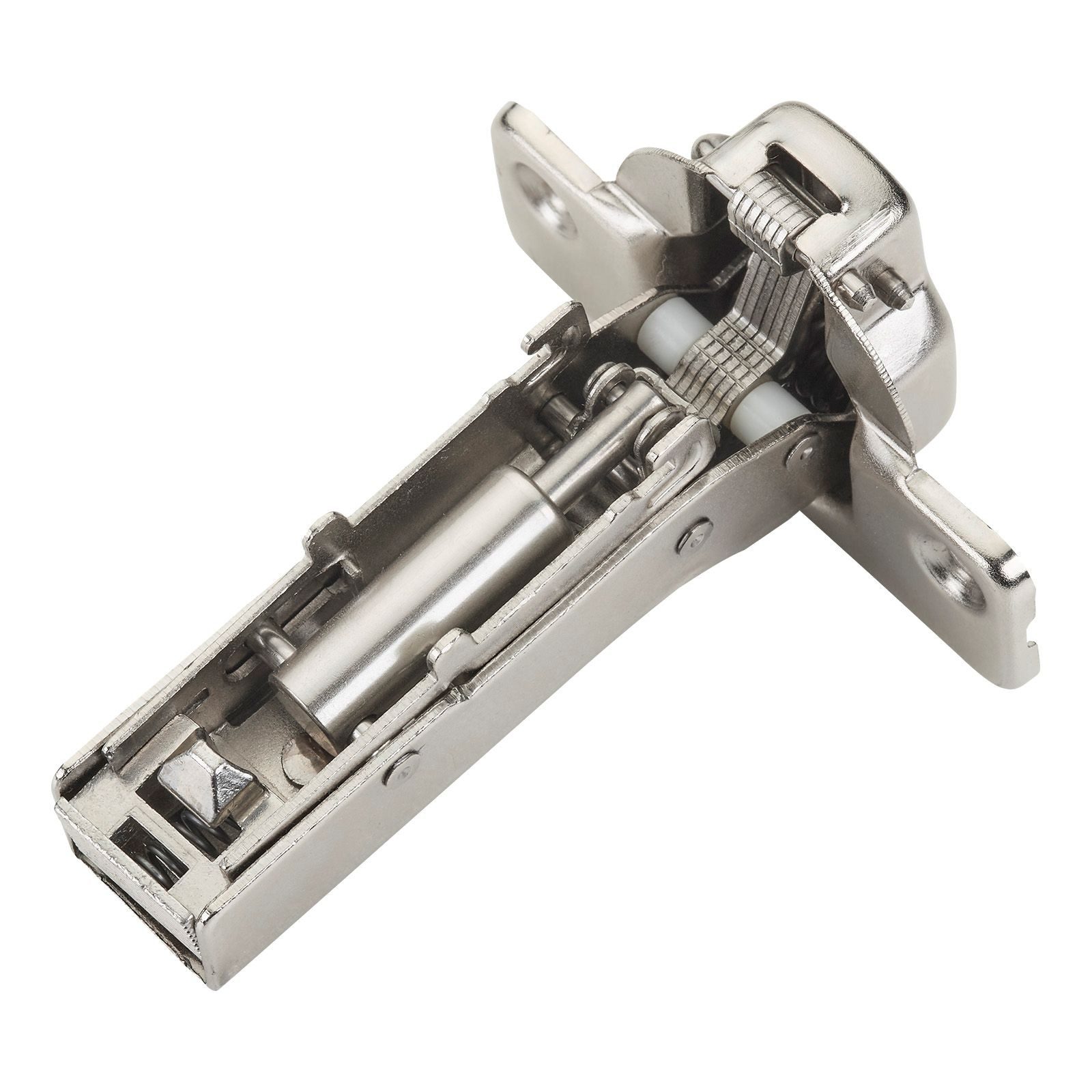 SO-TECH® Möbelbeschlag Topfband T48 105° inkl. Kreuzplatte mit Exzenterverstellung (2 St), Eckanschlag mit Dämpfer (Soft-Close) inkl. Montageplatten