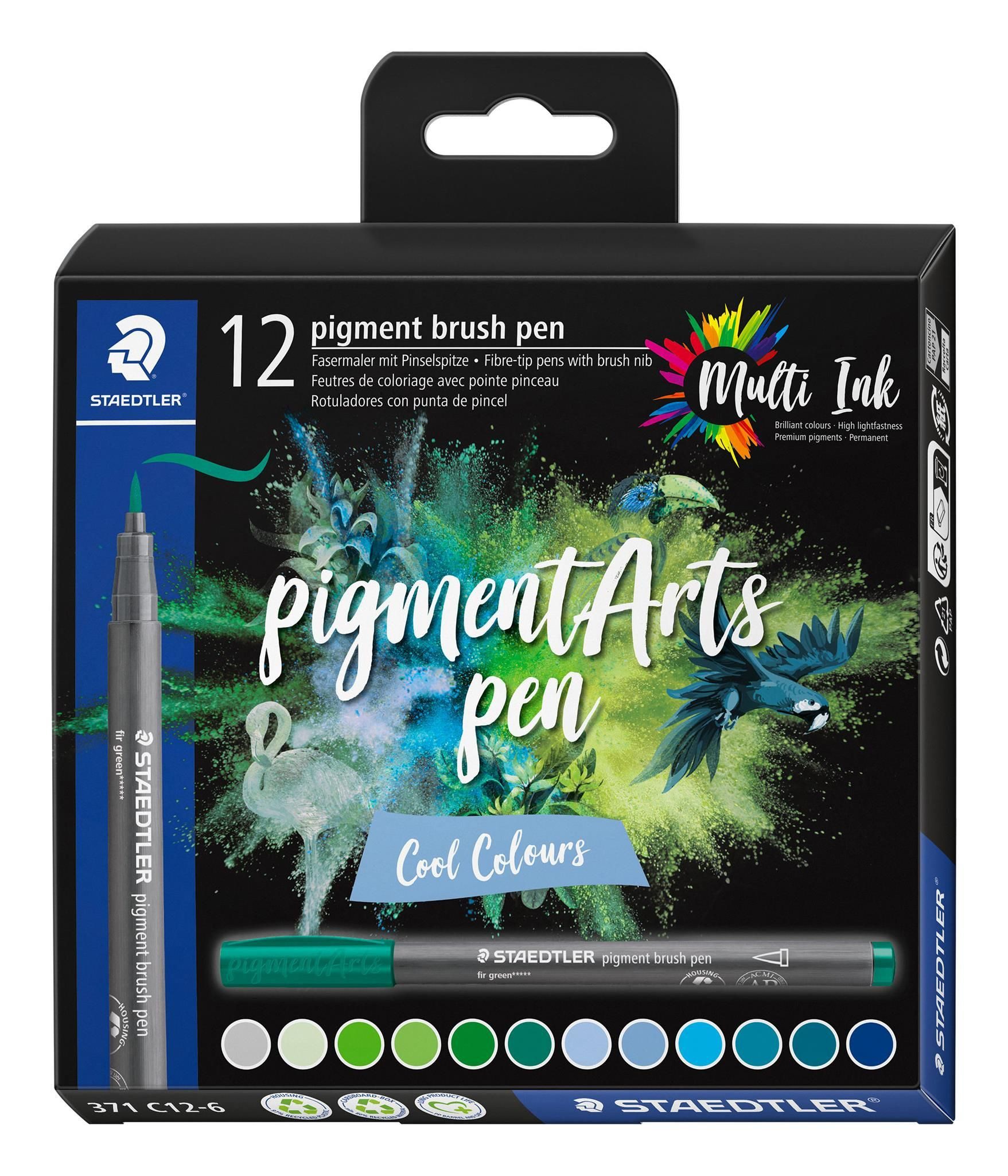 STAEDTLER Malstift Staedtler pigment brush pen Cool Col 12ST