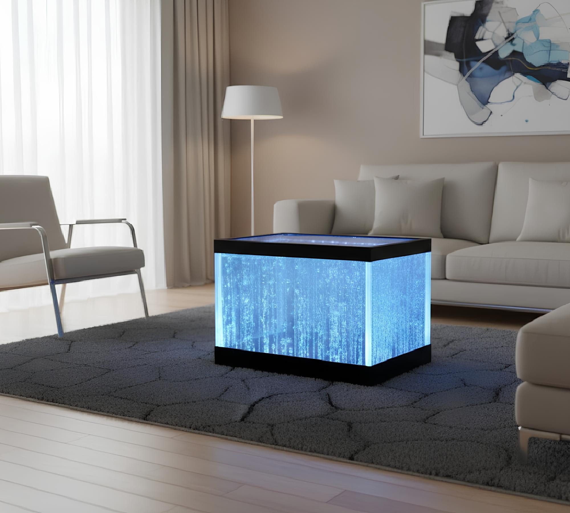 JVmoebel Couchtisch LED Couchtisch mit Wasser-Säulen und eleganter Beleuchtung (1-St., Couchtisch), Made in Europa