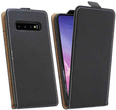 cofi1453 Handyhülle Flip Case für Samsung Galaxy S10 Plus, Schutzhülle Handy Flip Cover Klapptasche Schwarz
