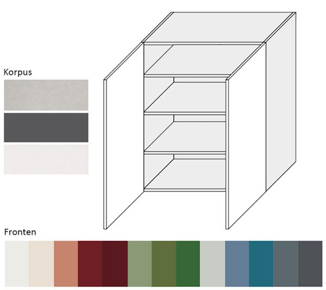 RAL (Florence) 6025 grifflos Hochglanz und Front- wählbar farngrün Feldmann-Wohnen Korpusfarbe Klapphängeschrank 2-türig Florence 60cm