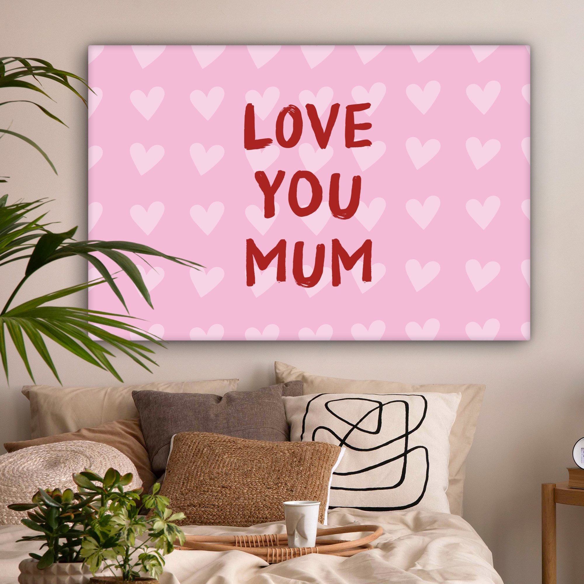 OneMillionCanvasses® Leinwandbild Liebe - Zitat - Mutter - Rot, Fotodruck (1 St), Leinwandbilder XXL Wohnzimmer, Deko Aesthetic 150x100 cm