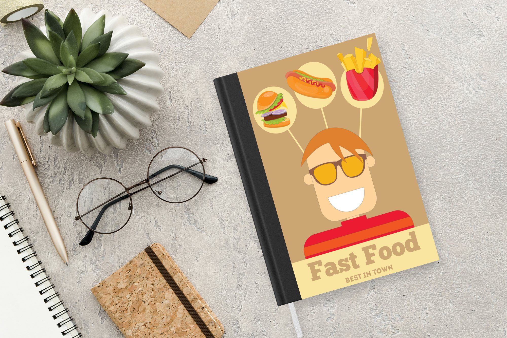 - Merkzettel, Haushaltsbuch Mancave - Tagebuch, A5, Vintage Das Hamburger - Food Fast Journal, Stadt, Seiten, Notizheft, Beste 98 Notizbuch MuchoWow der -