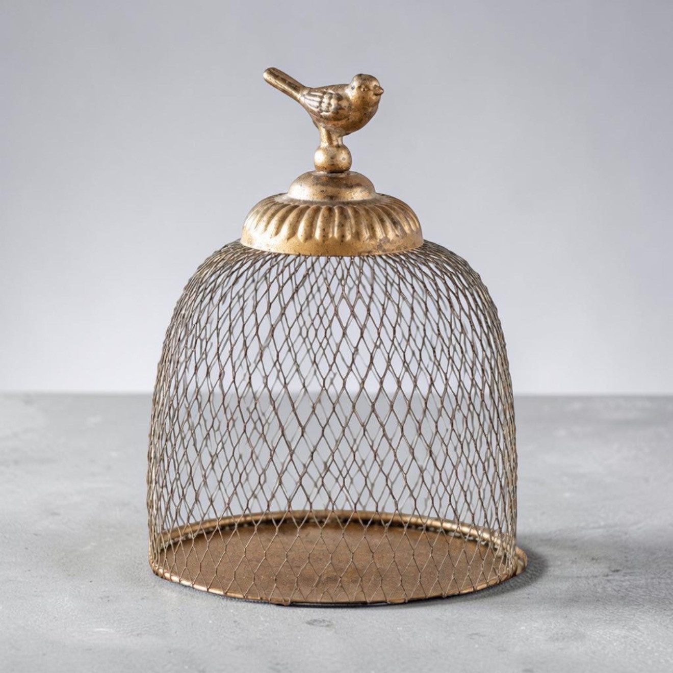MarieAnn No.25 Dekofigur Deko Glocke Metall Gold Antik Vintage Landhaus, Romantische Deko Glocke mit Vogel Figur