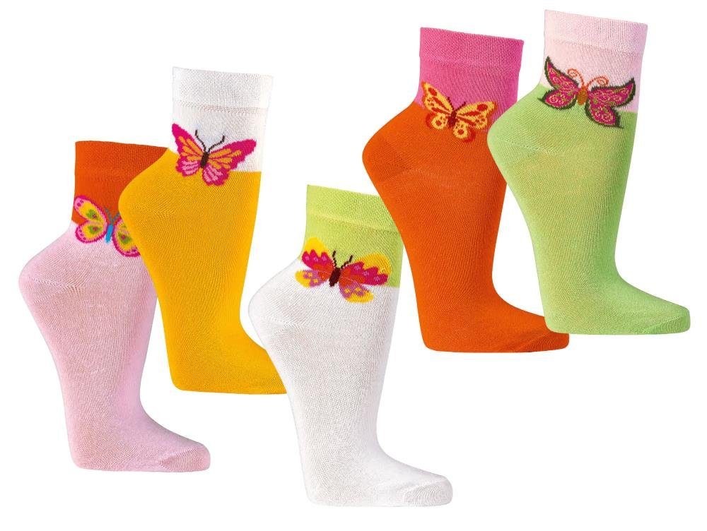 FussFreunde Kurzsocken 6 Paar Kurzschaft Kinder Socken für Mädchen & Jungen weiche Baumwolle Schmetterlinge