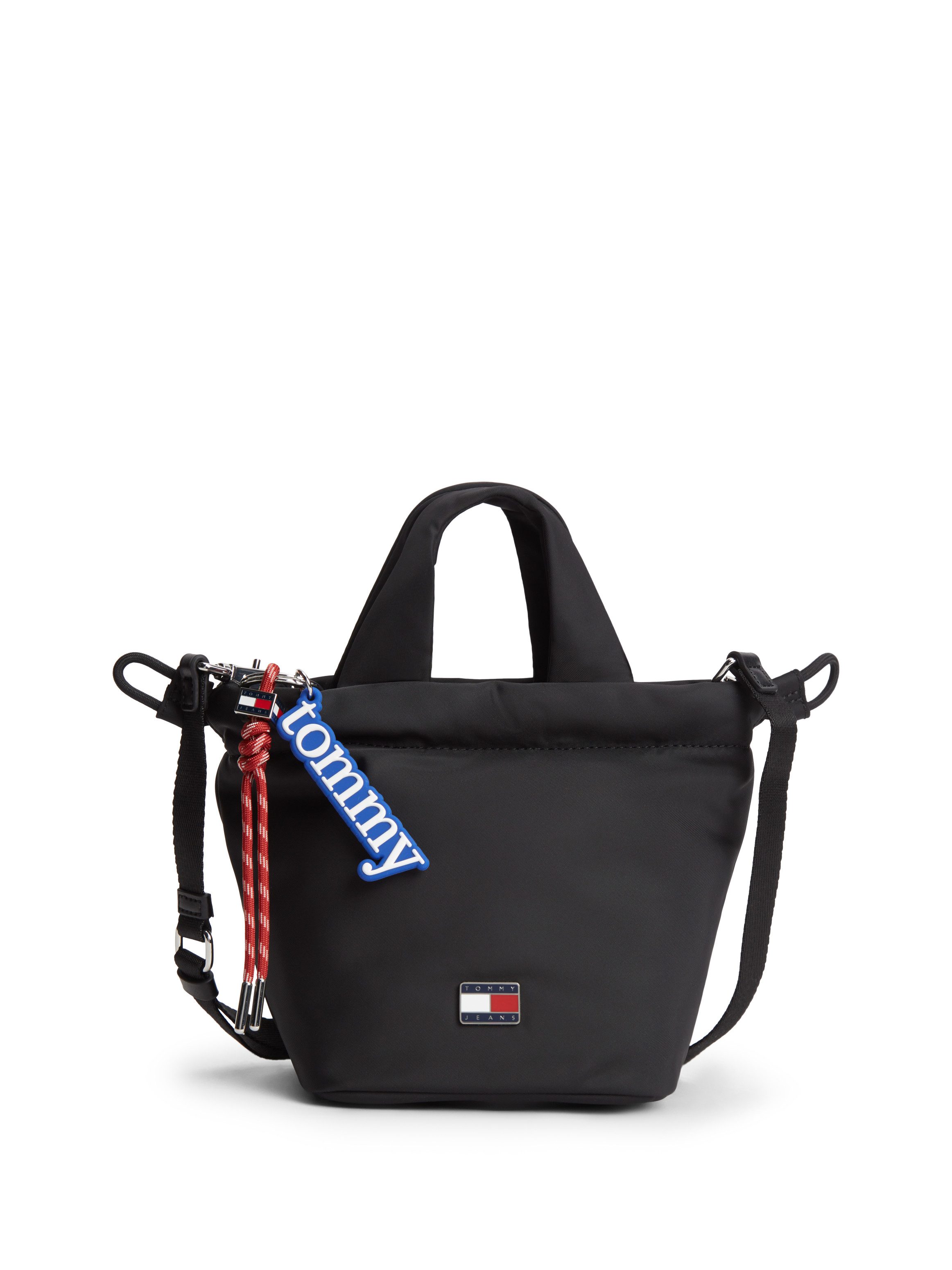 Tommy Jeans Handtasche TJW ICON CHARMS BUCKET BAG (Set, Abnehmbarer Schlüsselanhänger), Damen Tragetasche, Umhängetasche mit abnehmbarem Schlüsselanhänger