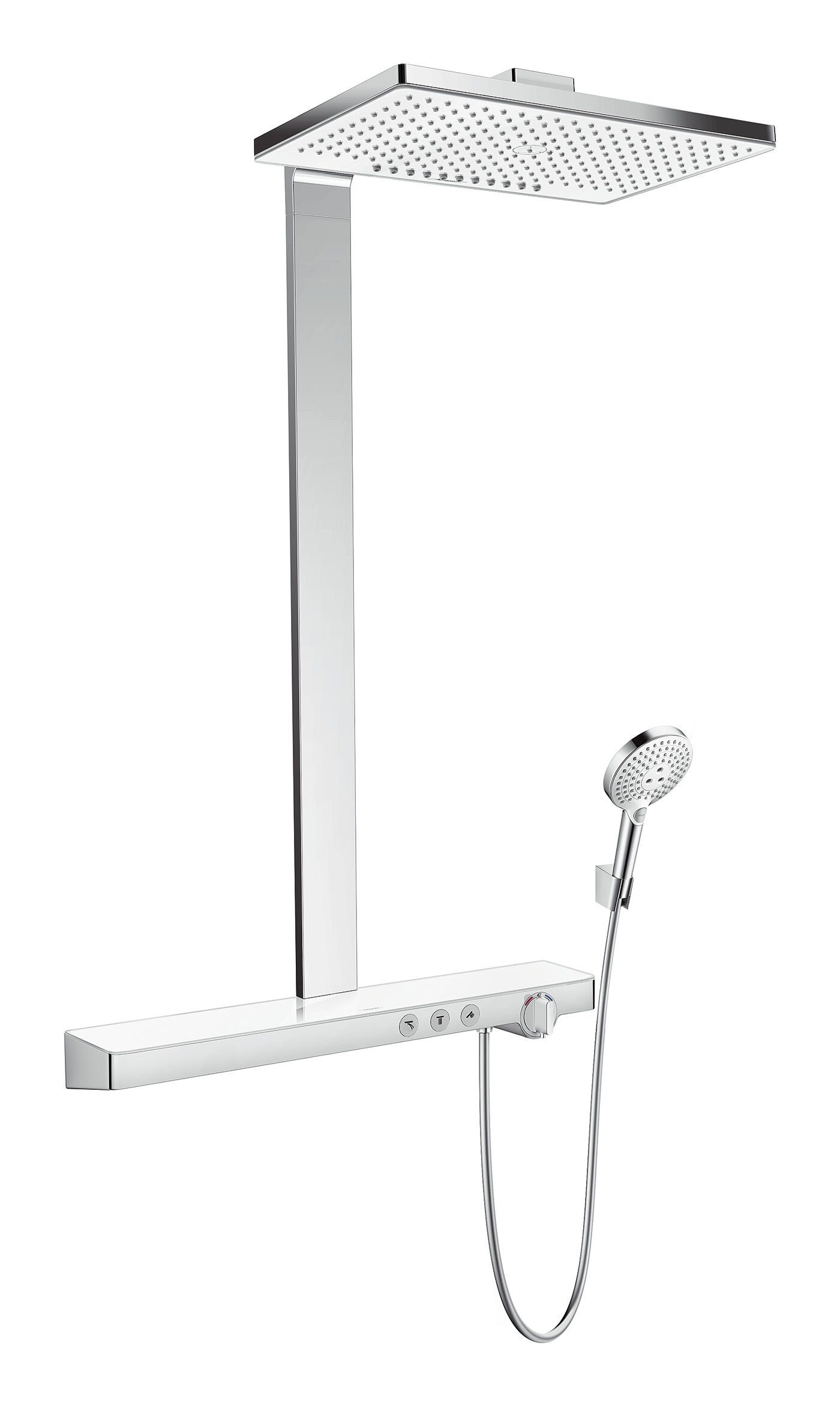 hansgrohe Duschsystem Rainmaker Select Showerpipe, Höhe 109 cm, 2 Strahlart(en), 460 2jet EcoSmart 9 l/min mit Thermostat Weiß / Chrom