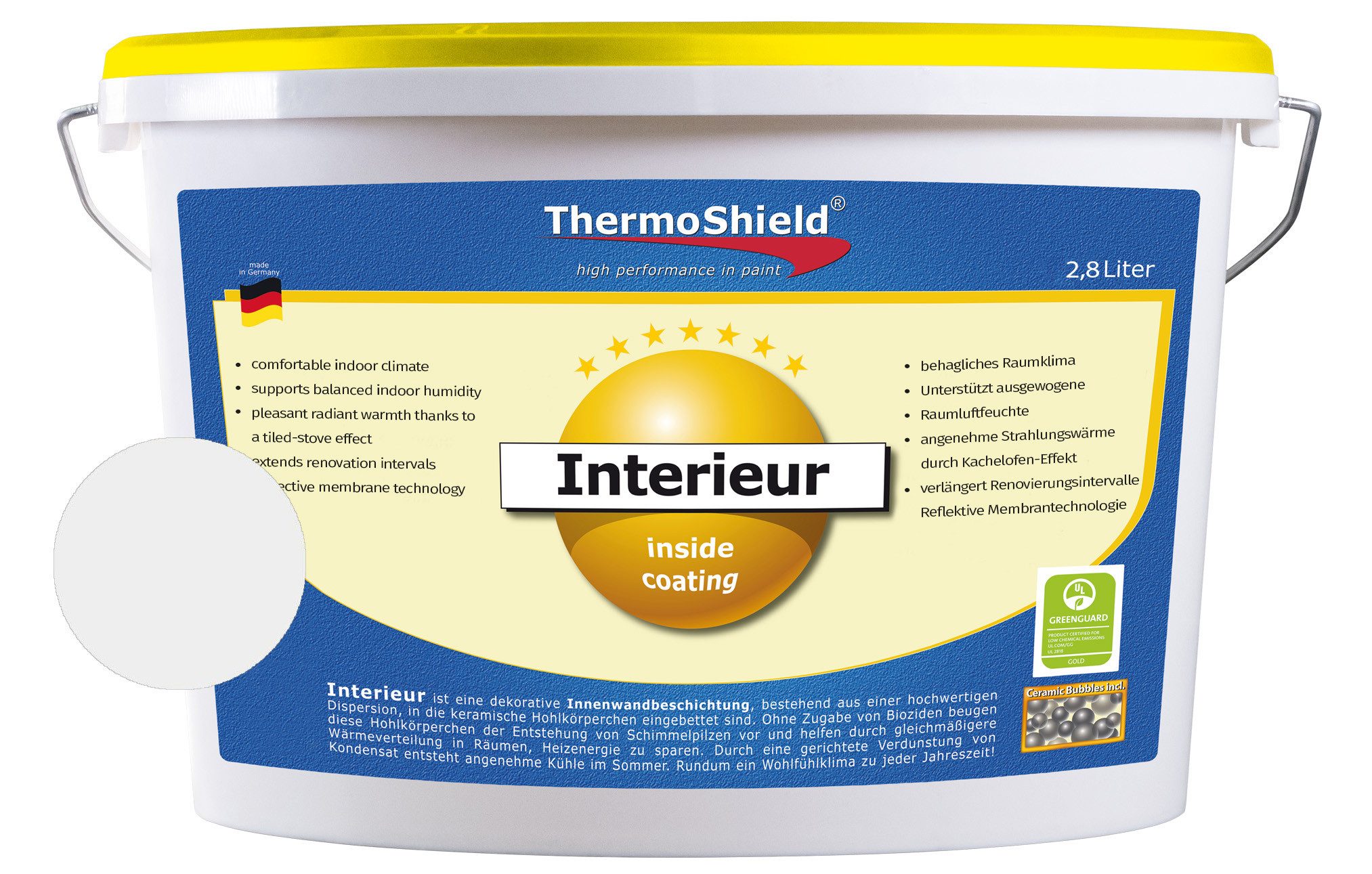 ThermoShield Wand- und Deckenfarbe Interieur, Gleichmäßige Wärmeverteilung im Raum, verbessertes Raumklima