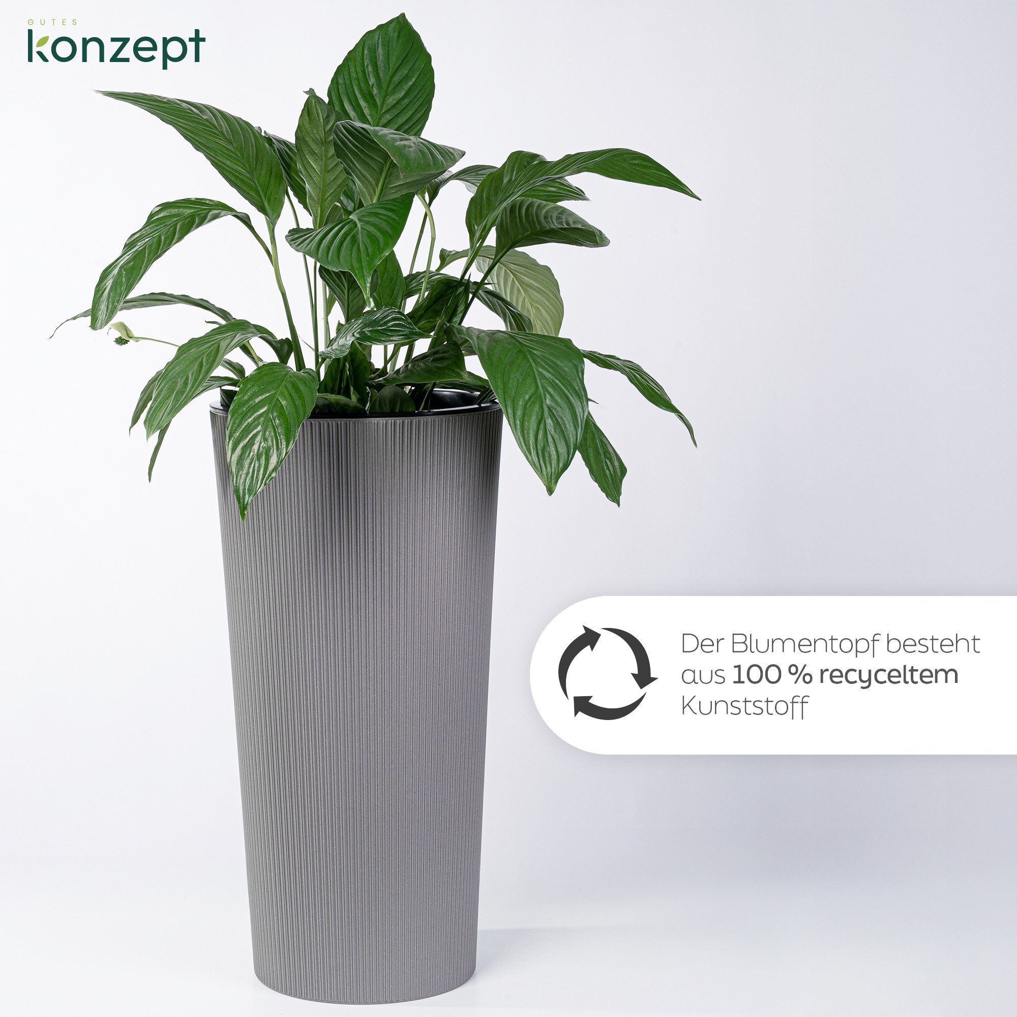 KONZEPT Blumentopf Hoch mit Einsatz, Rillenstruktur, für Garten, Balkon, fü günstig online kaufen