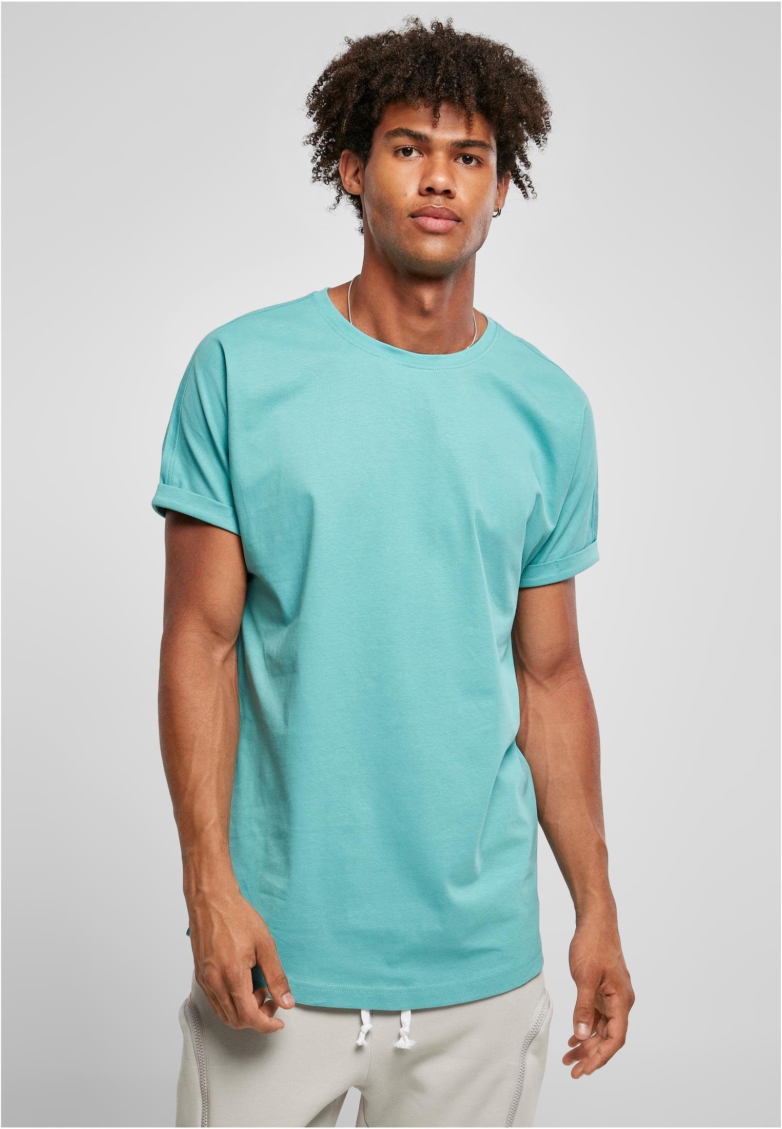 URBAN CLASSICS T-Shirt Herren Long Shaped Turnup Tee (1-tlg) glass | 