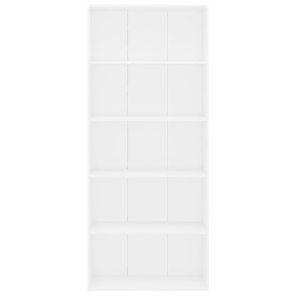 Holzwerkstoff 5 cm Bücherregal 80x30x189 Weiß Fächer furnicato