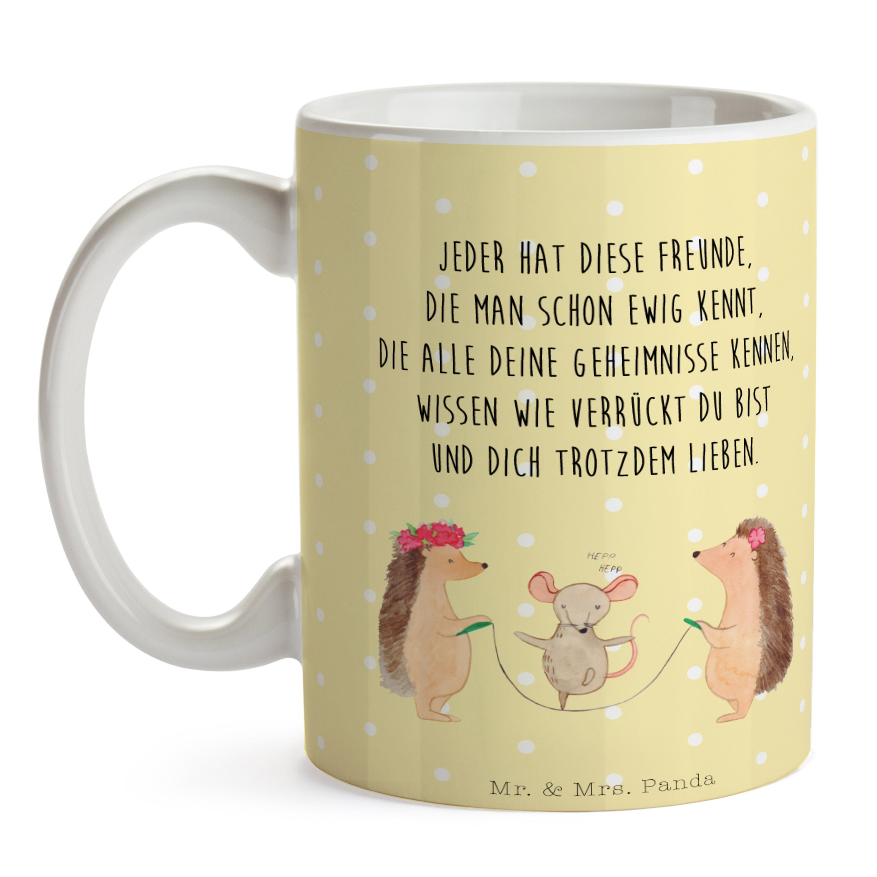 Geschenk, Tasse Panda Mr. Mrs. Seilhüpfen - - Keramiktasse, & Gelb Pastell Igel Tiermotive, Keramik