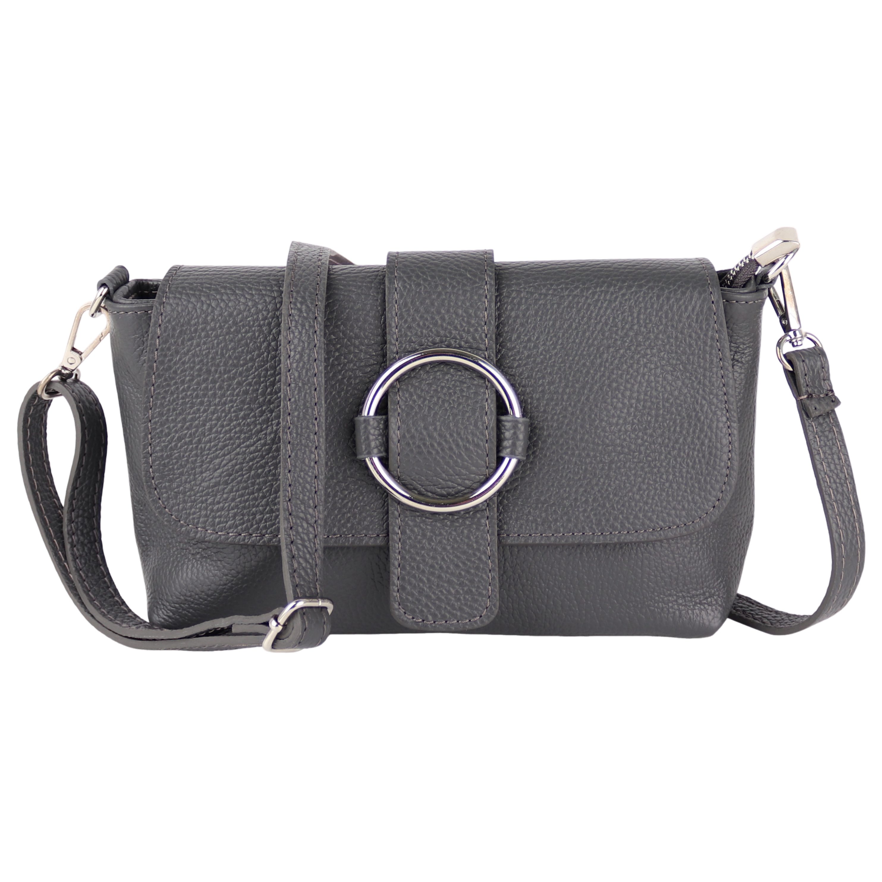 MIRROSI Umhängetasche Damen, Echtleder, Leder, Made in Italy, Umhängetasche, (Schultertasche für jeden Anlass (1 Tasche mit 1 oder 2 Gurte), 26x15x8cm), Crossbody Bag, Schwarz, gemusterten& verstellbaren Schulterriemen