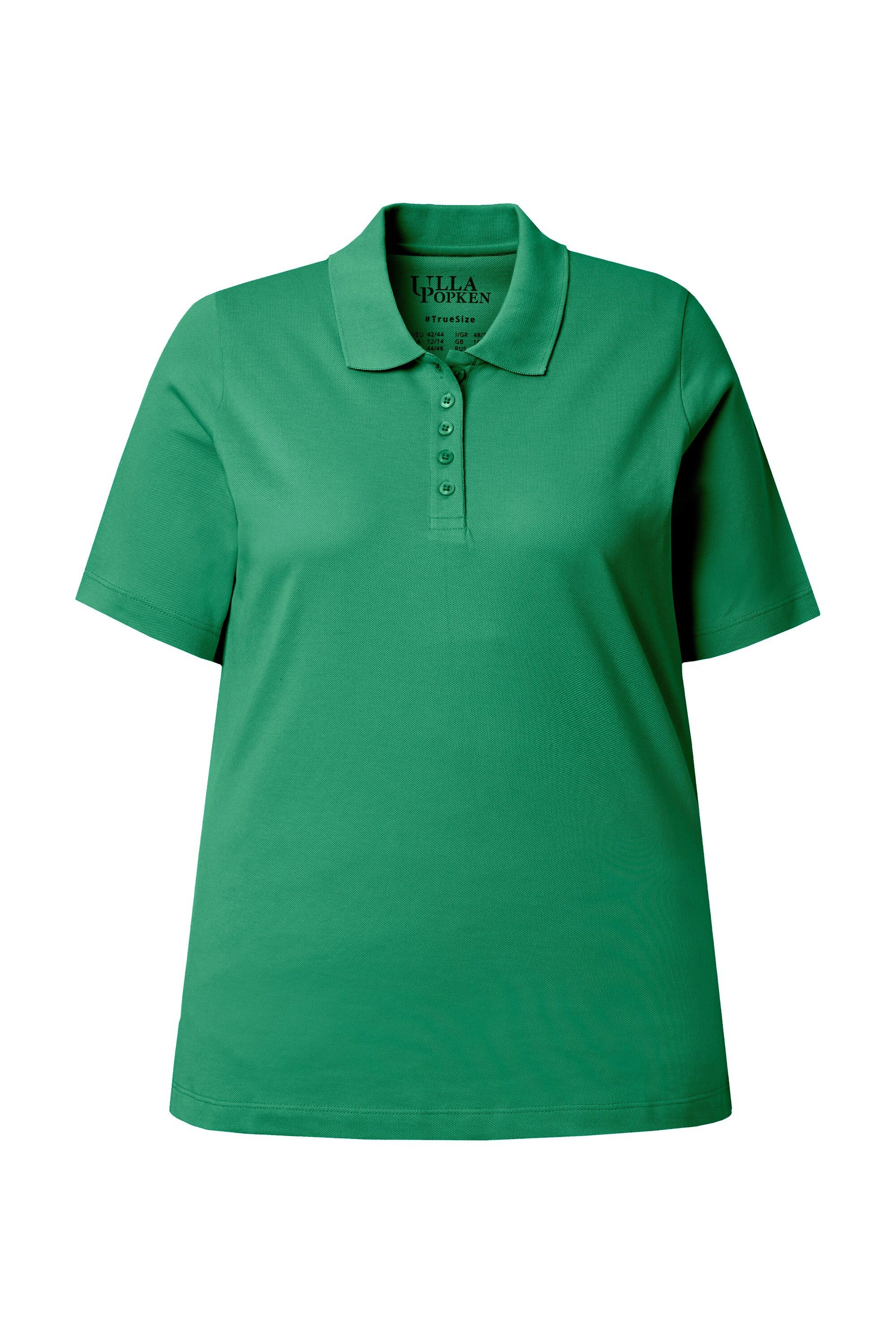 Ulla Popken Poloshirt Poloshirt längere Knopfleiste Polokragen Halbarm