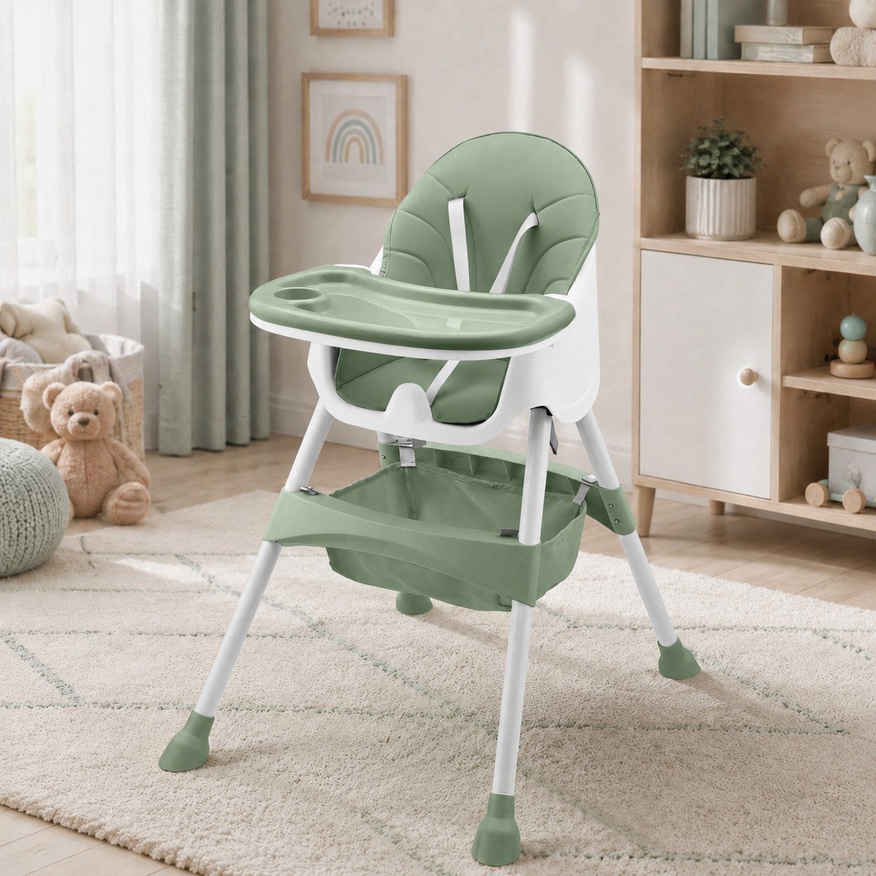 Baby Vivo Hochstuhl Design 2in1 Kinderhochstuhl - Oscar in Grün