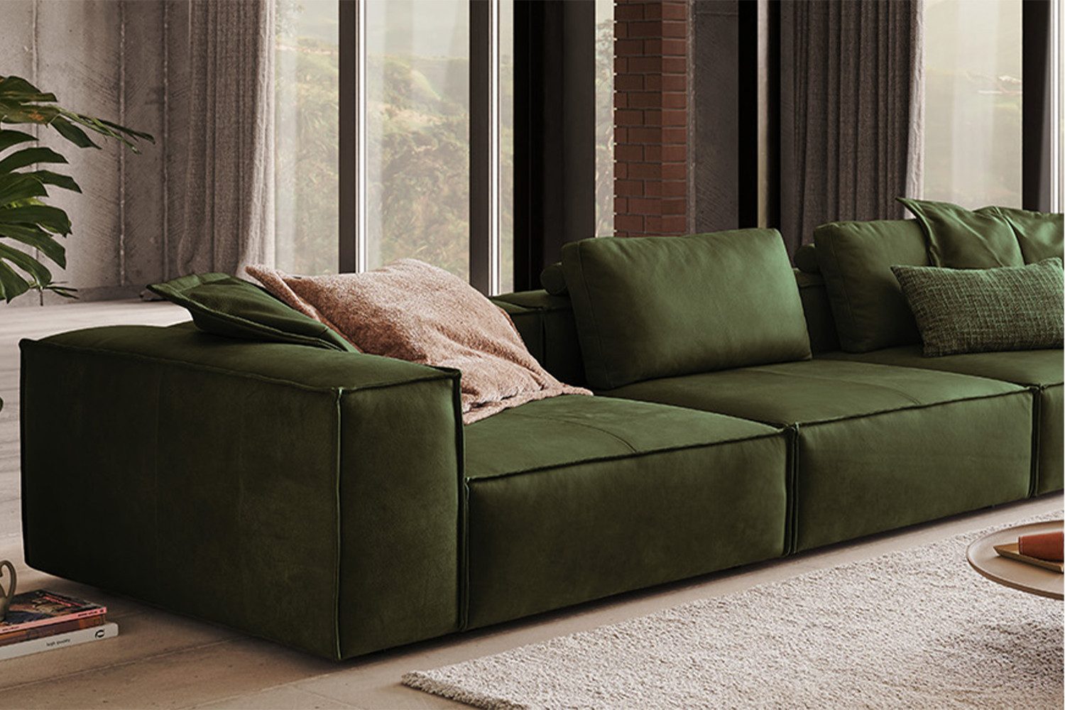 KAWOLA 4-Sitzer CARMO, Sofa Couch Leder verschiedene Farben 366x118 cm