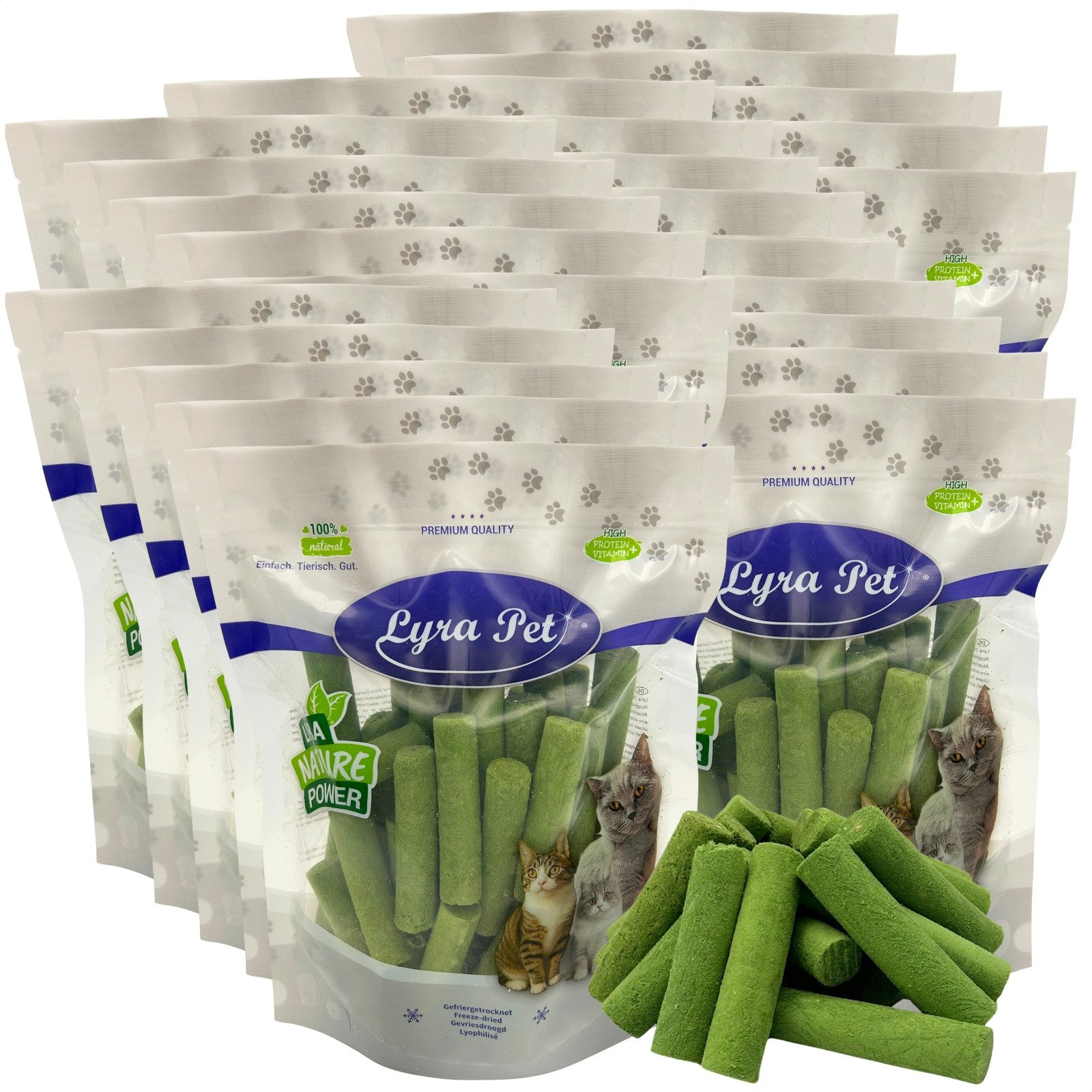Lyra Pet 5 kg (25 x 200 g) Lyra Pet® Katzengras Sticks gefriergetrocknet Huhn, Snack für: Katze