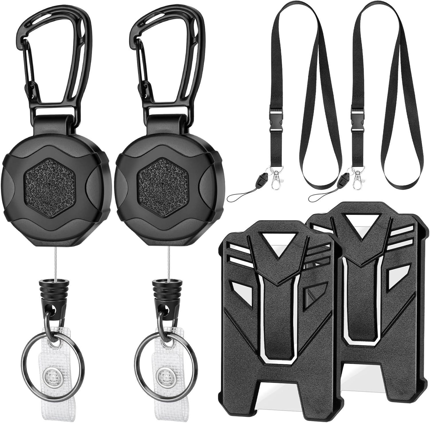 FELIXLEO Schlüsselanhänger Set 2 Set Schlüsselanhänger Ausziehbar 80cm Stahlseil Ausweishülle ID (4-tlg)