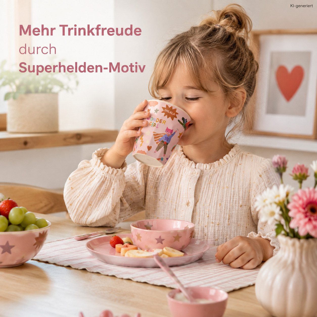 rice Becher Kinderbecher Melamin 250ml Rosa Pastellrosa Trinkbecher KITA, 1-tlg., Melamin – Bild 4 von 5