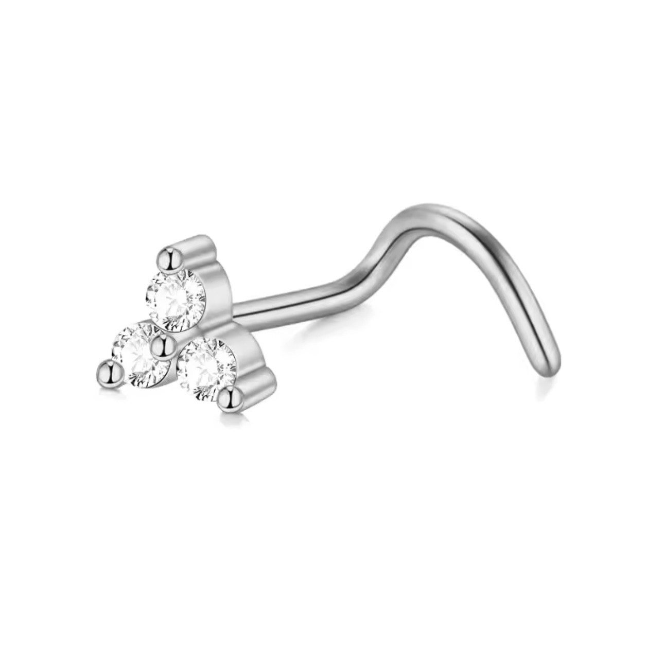 Karisma Nasenpiercing Stecker Titan G23 Trinity 3 Zirkonia Steine Größe 4,5mm, Stärke 0,8mm Farbwahl