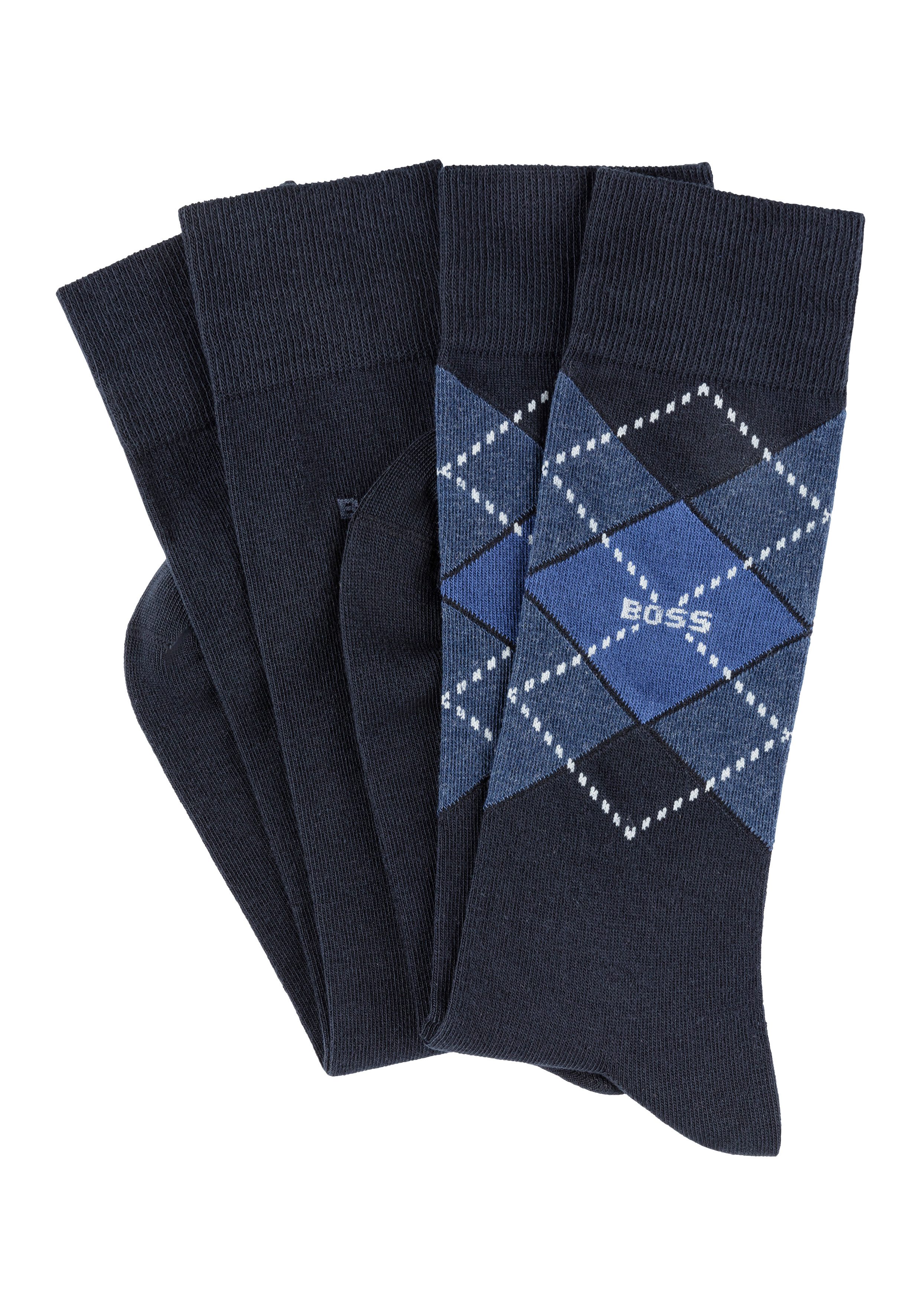 BOSS Socken 2P RS Argyle CC (Packung, 2-Paar, 2er Pack) mit BOSS Schriftzug günstig online kaufen