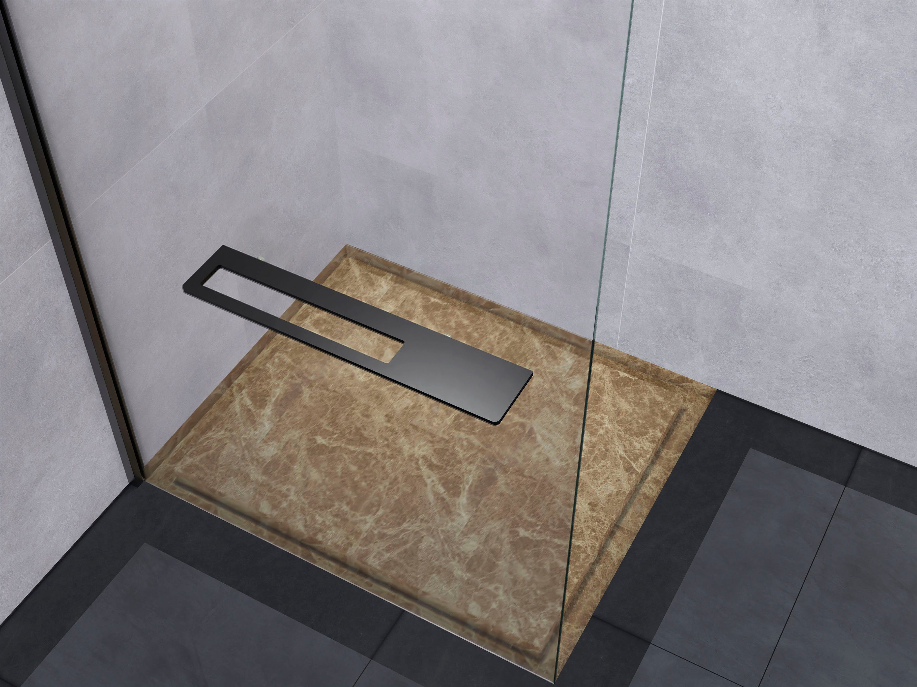 welltime Walk-in-Dusche Plus, Einscheibensicherheitsglas, Duschwand inkl. Ablage mit Handtuchhalter, mit Aluminium-Wandprofil