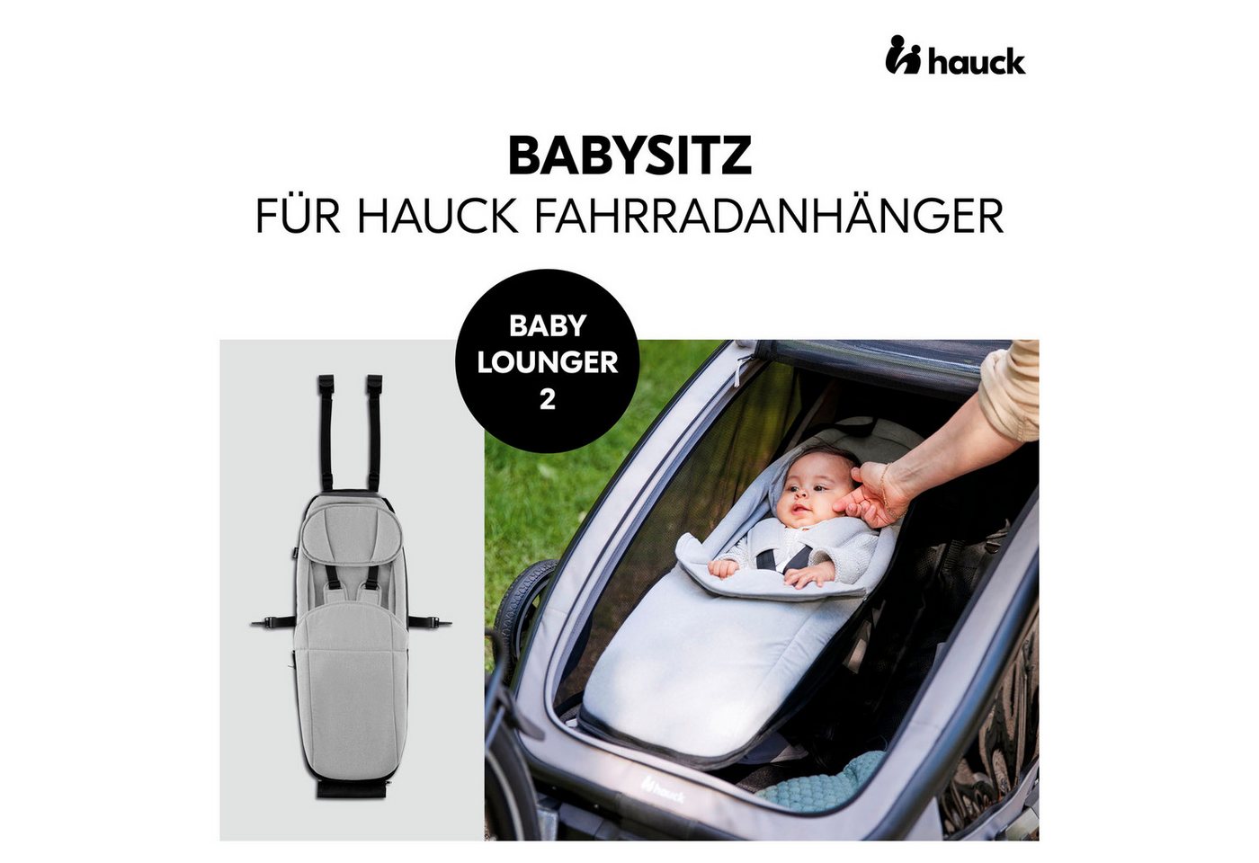 Thumbnail - Hauck Fahrradkinderanhänger Baby Lounger 2 Grey, mit Beindecke