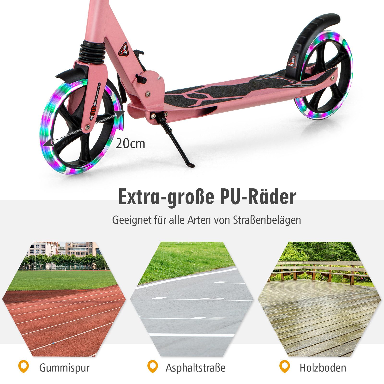 COSTWAY Scooter, Roller klappbar, kinder ab 8 jahre