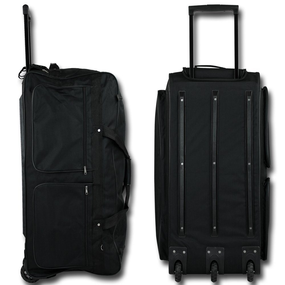 Teleskopgriff Reisetasche schwarz Trolleytasche 3 Tasche Rollen Sporttrolley 182L Koffer, XXXL Rollkoffer Trolley