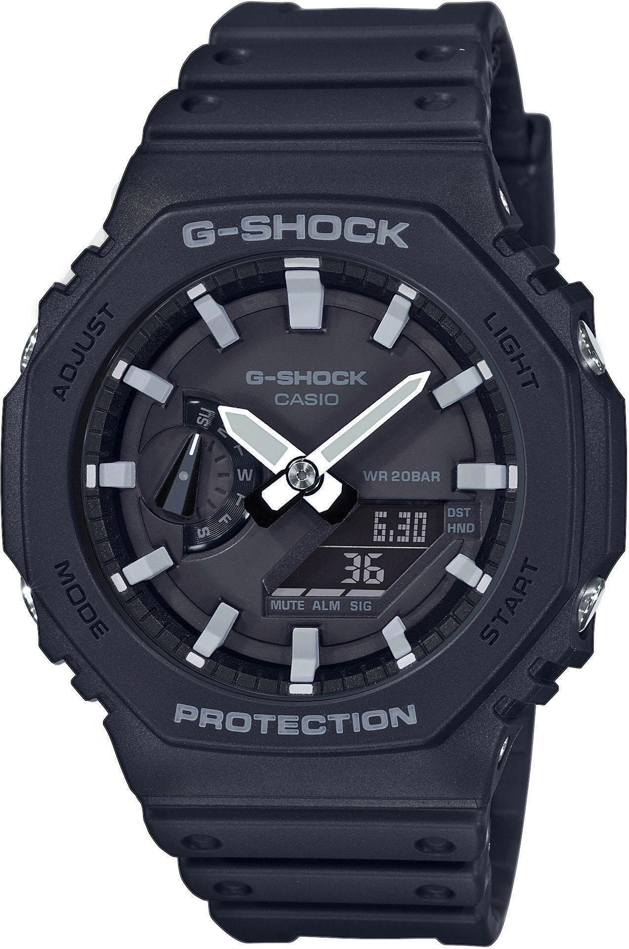 CASIO G-SHOCK Chronograph GA-2100-1AER, Quarzuhr,Armbanduhr,Herrenuhr, digital,bis 20bar wasserd. Resinarmband