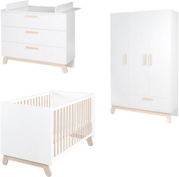 roba® Babyzimmer-Komplettset Clara, Weiß, (Set, 3-St., Kinderbett, Kleiderschrank, Wickelkommode), mit Kinderbett, Kleiderschrank & Wickelkommode; Made in Europe